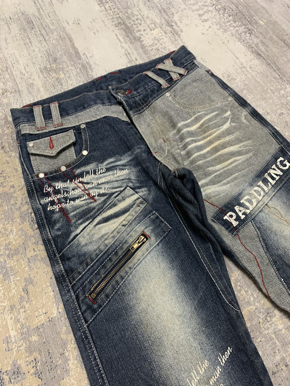 If Six Was Nine Japanese Poem Paddling Clawmark Denim Jeans 30x32.5 Size US 30 / EU 46 - 3 Thumbnail