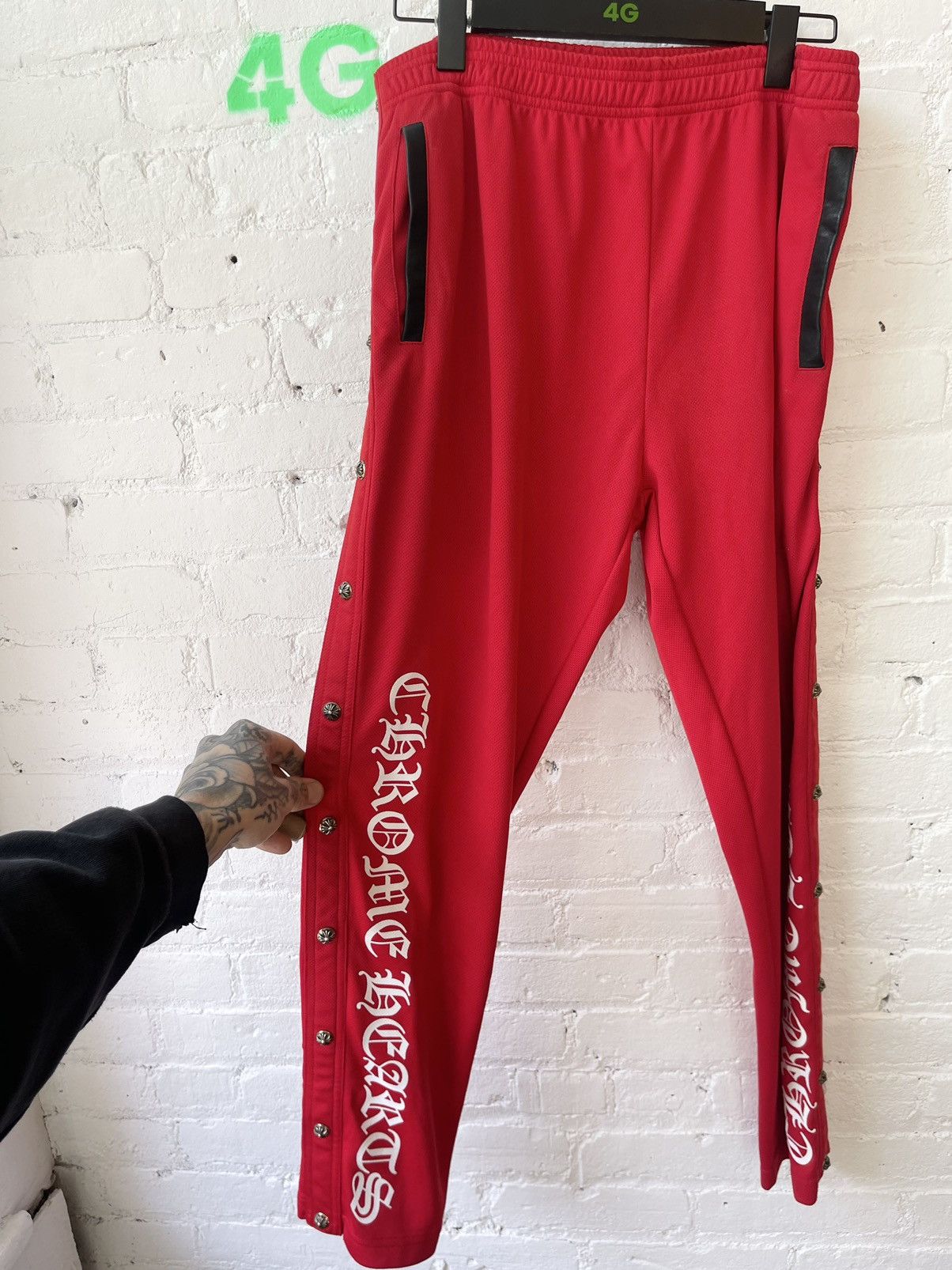 image of Chrome Hearts Jersey Red Snap Away Jogger Pants Size M, Men's