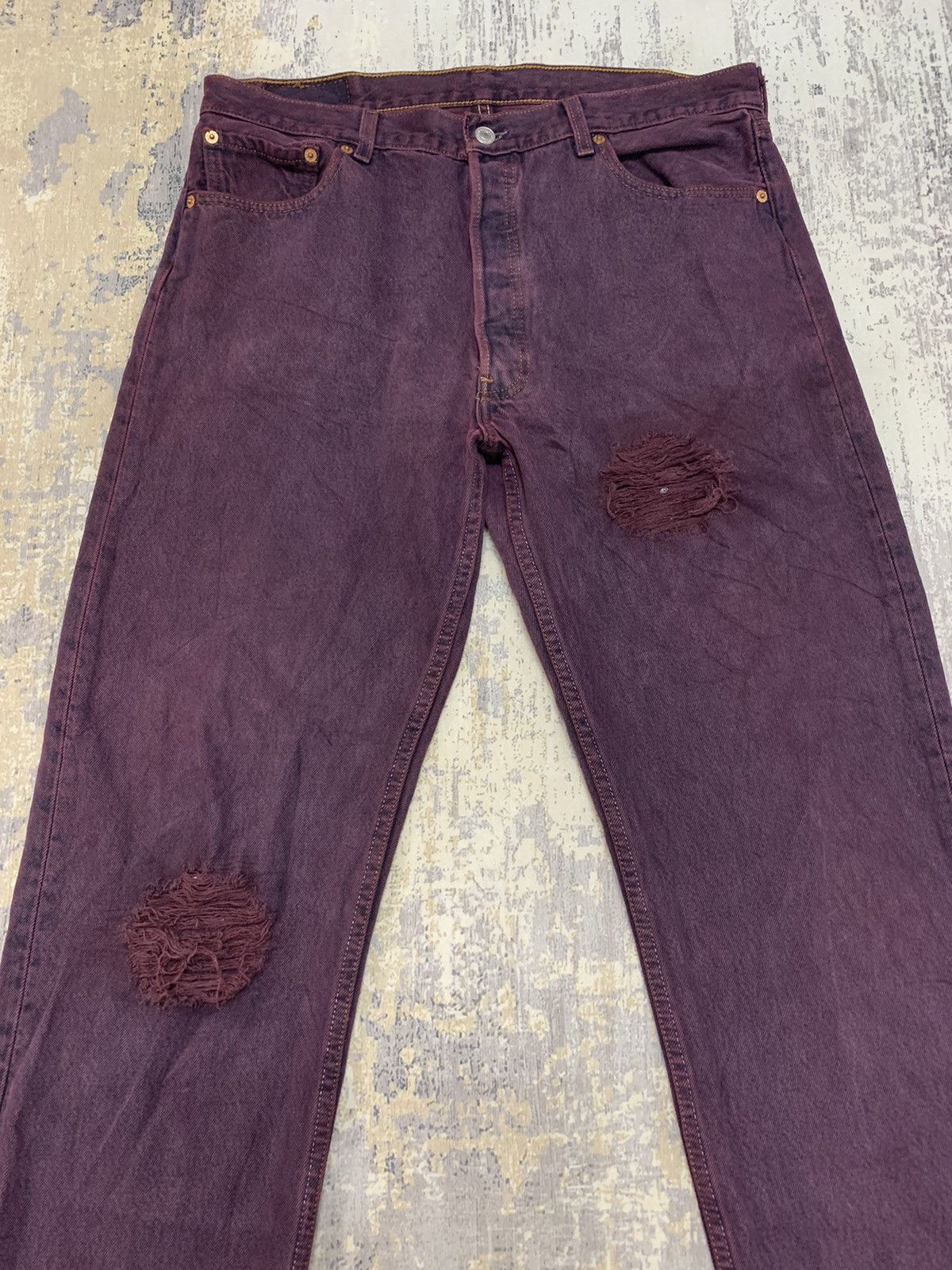 Levi's Vintage Levi’s 501 Distressed Denim Jeans 34x31 Size US 34 / EU 50 - 4 Thumbnail