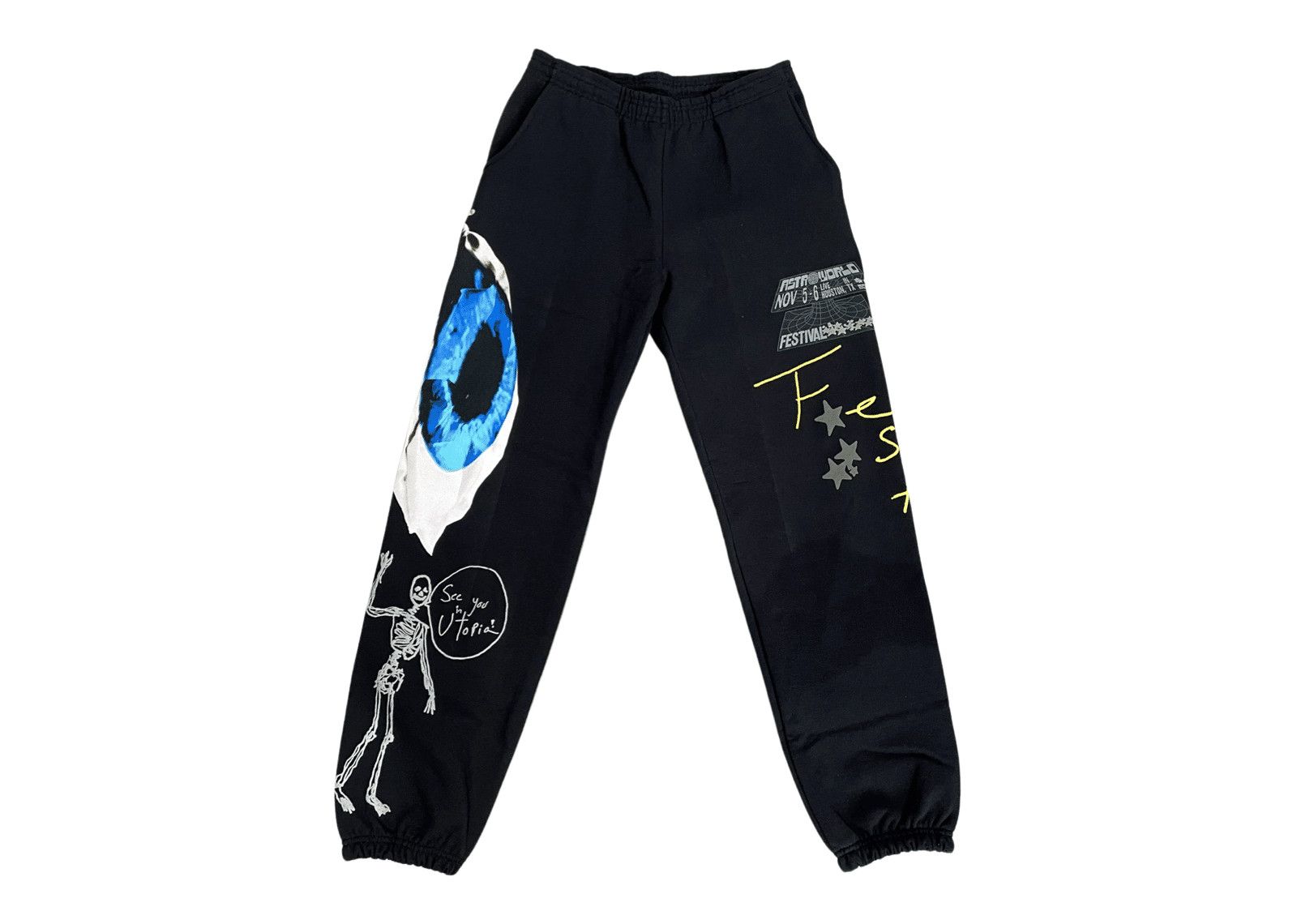 image of Travis Scott Official Astrofest '21 Sweats in Black, Men's (Size 36)