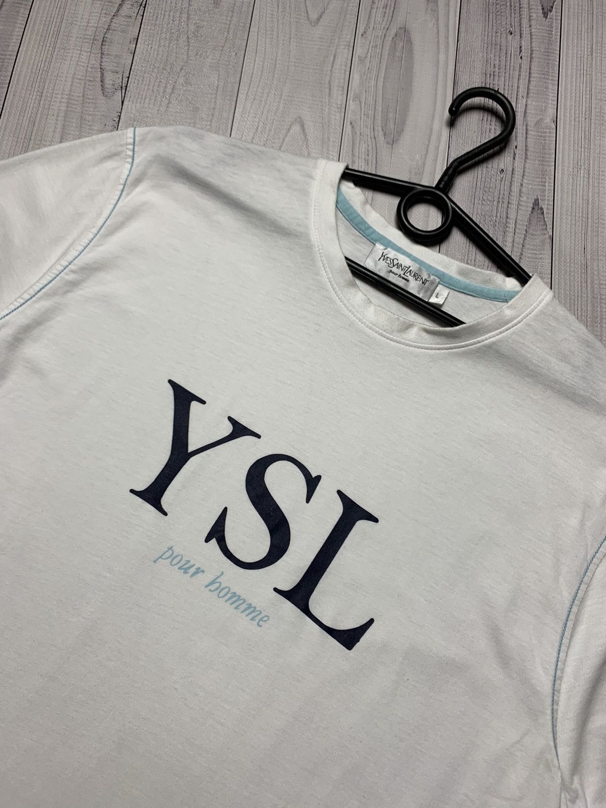Vintage × Yves Saint Laurent Vintage Yves Saint Laurent tee Big logo Size US M / EU 48-50 / 2 - 2 Thumbnail