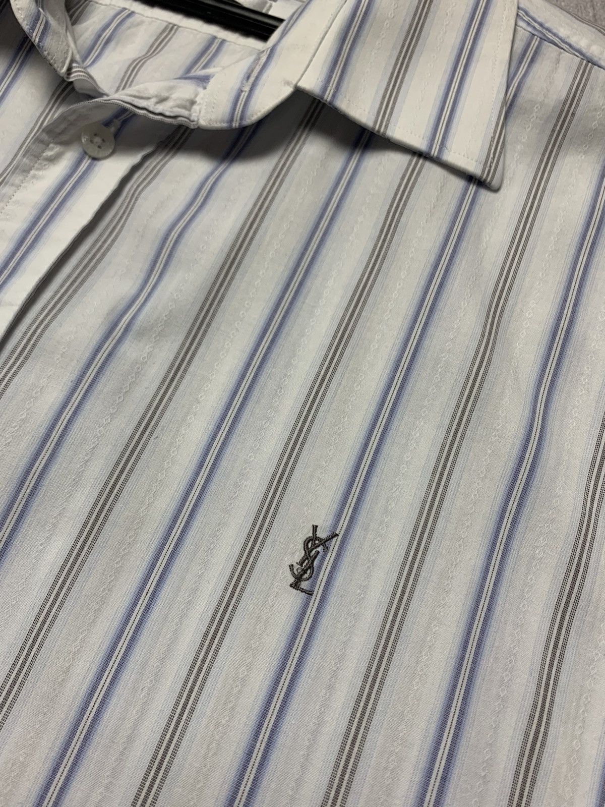 Vintage × Yves Saint Laurent Vintage Yves Saint Laurent striped shirt logo size XL Size US XL / EU 56 / 4 - 3 Thumbnail