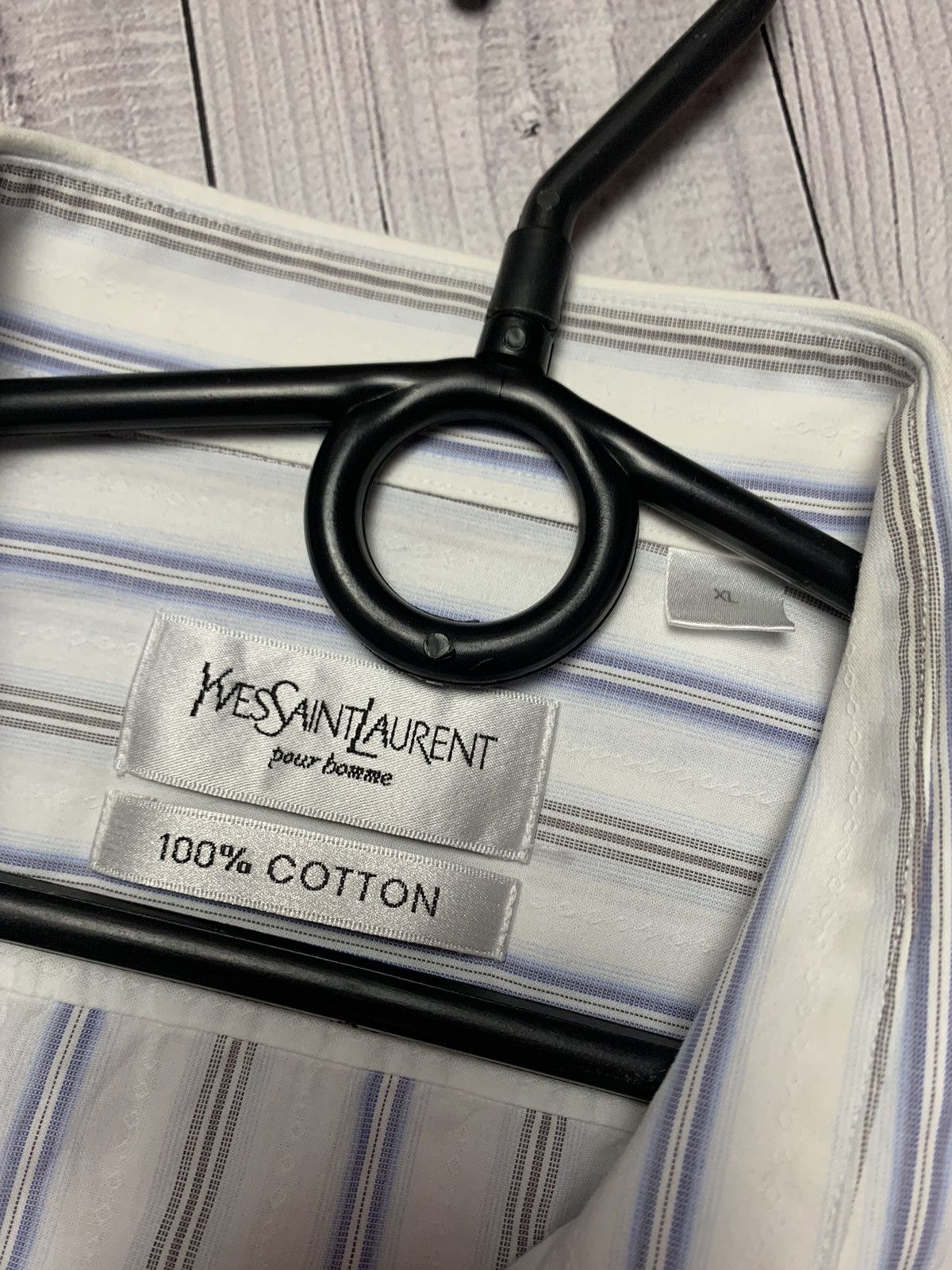 Vintage × Yves Saint Laurent Vintage Yves Saint Laurent striped shirt logo size XL Size US XL / EU 56 / 4 - 5 Thumbnail