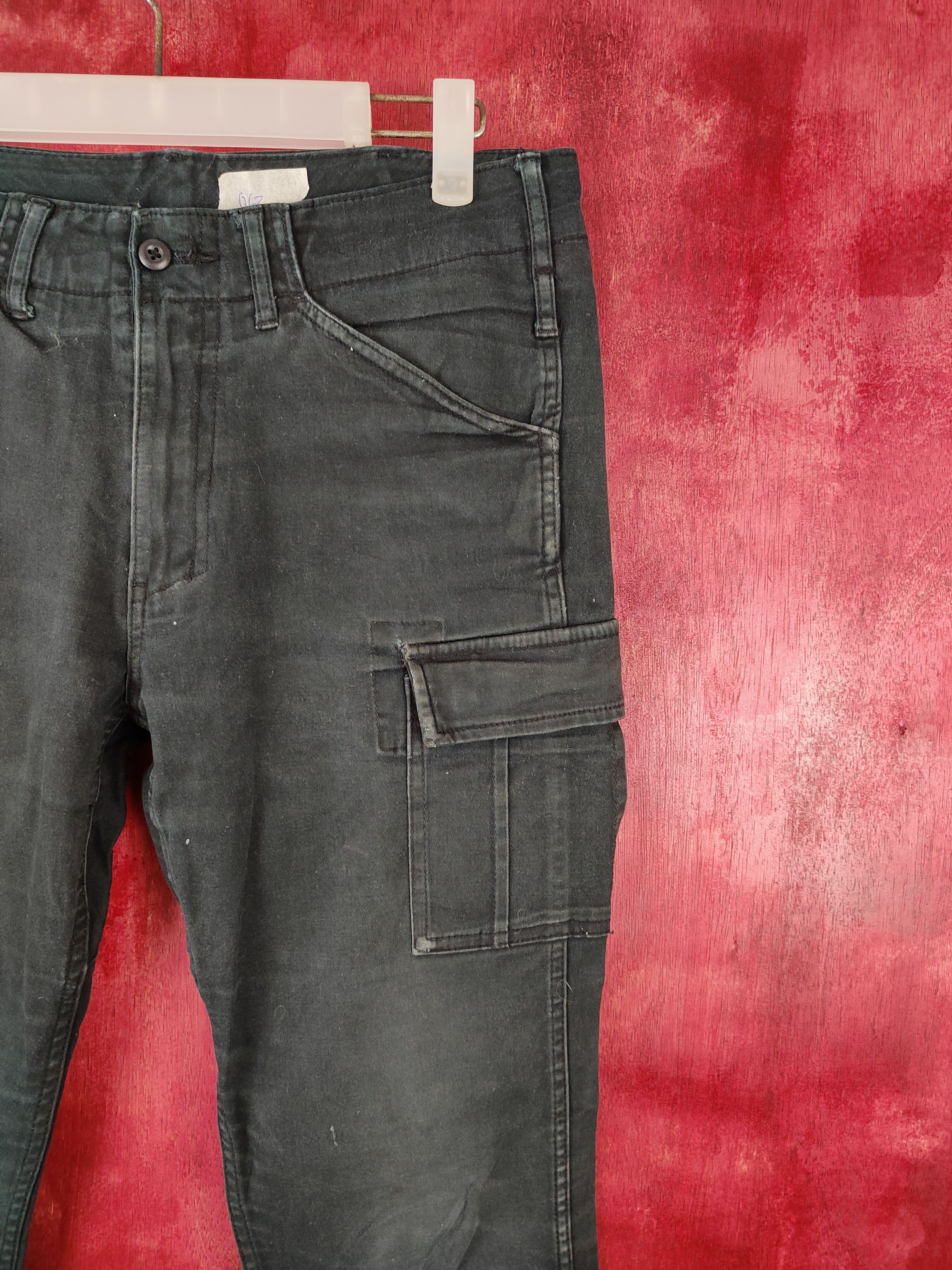 Japanese Brand Gladiator Armor for Work Black Multi Pocket Cargo Pants#S415 Size US 31 - 5 Thumbnail