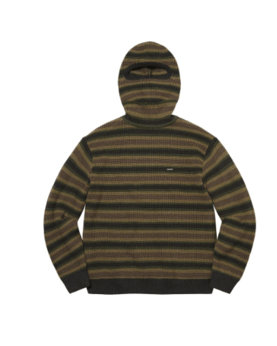 Image of Supreme Small Box Balaclava/turtleneck Sweater Olive Stripe, Men's