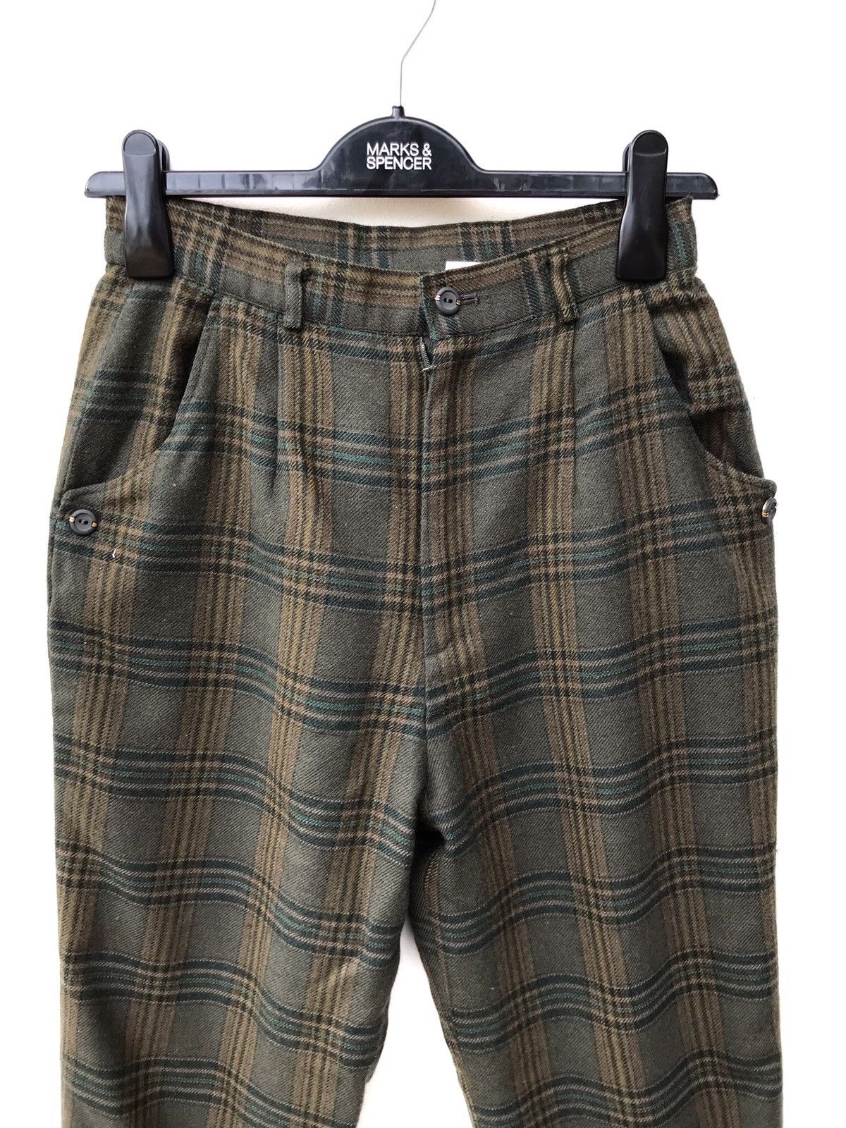 Japanese Brand × Vintage Vintage Japanese Wool Checked Baggy Trousers Pants Size US 26 / EU 42 - 3 Thumbnail