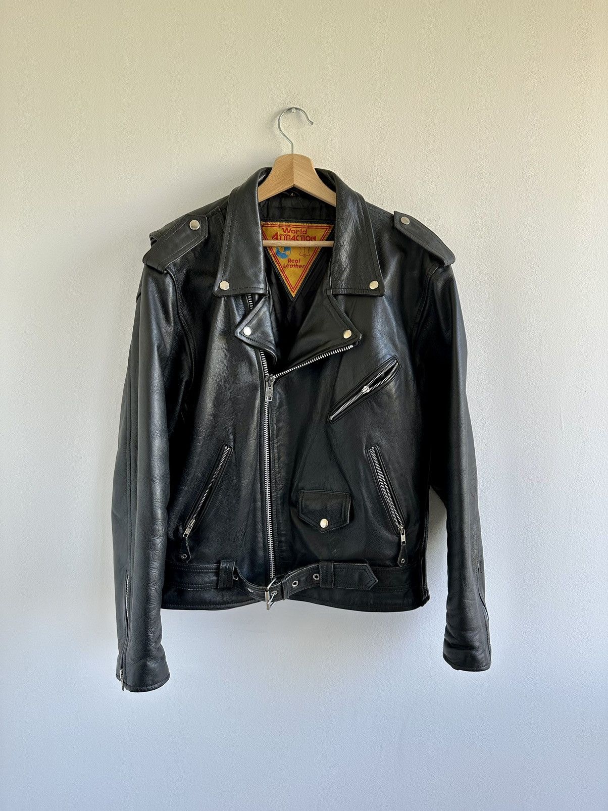 Genuine Leather × Vintage Vintage 90s Real Leather Moto Biker Jacket Size US L / EU 52-54 / 3 - 1 Thumbnail