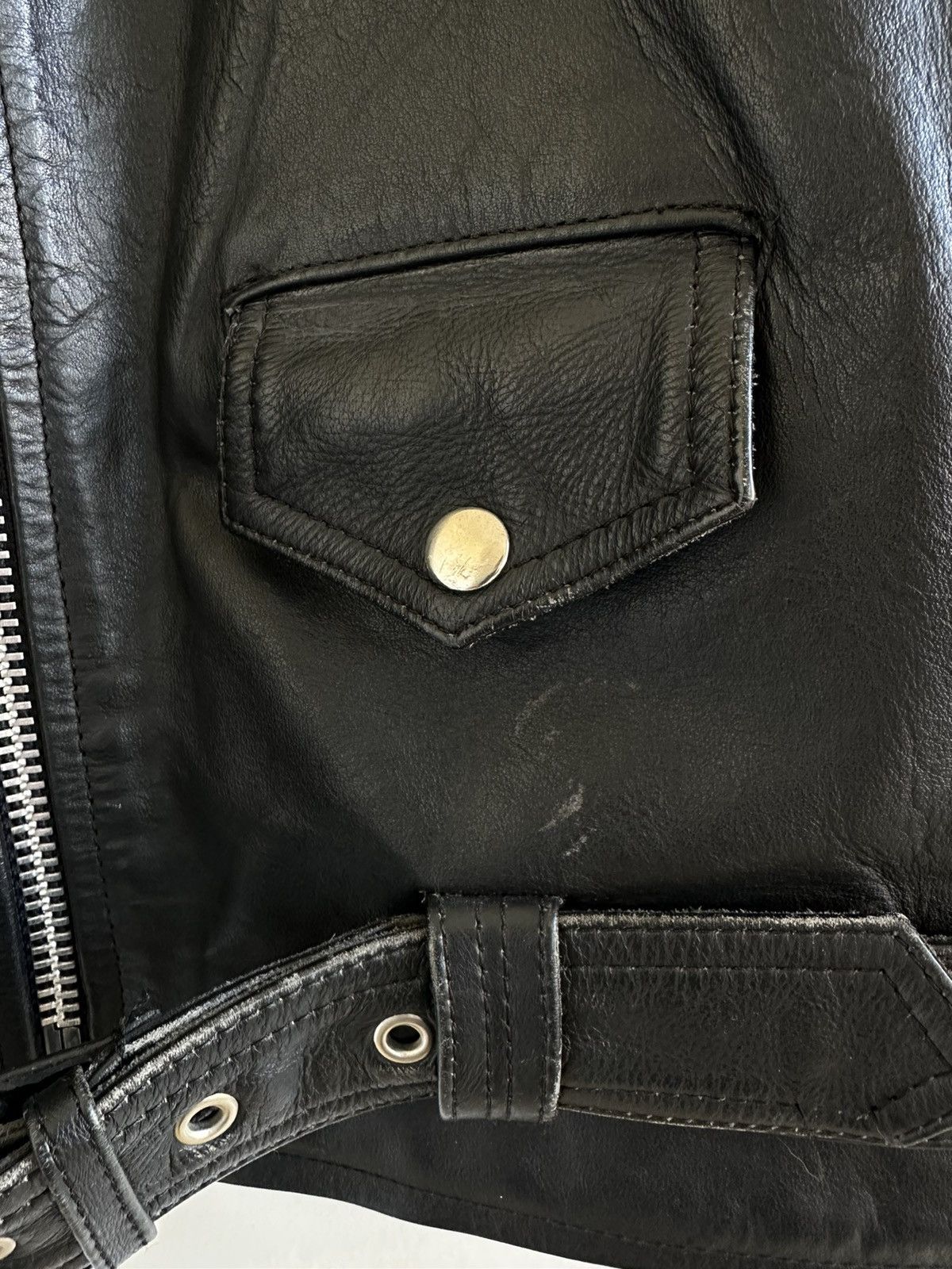 Genuine Leather × Vintage Vintage 90s Real Leather Moto Biker Jacket Size US L / EU 52-54 / 3 - 5 Thumbnail