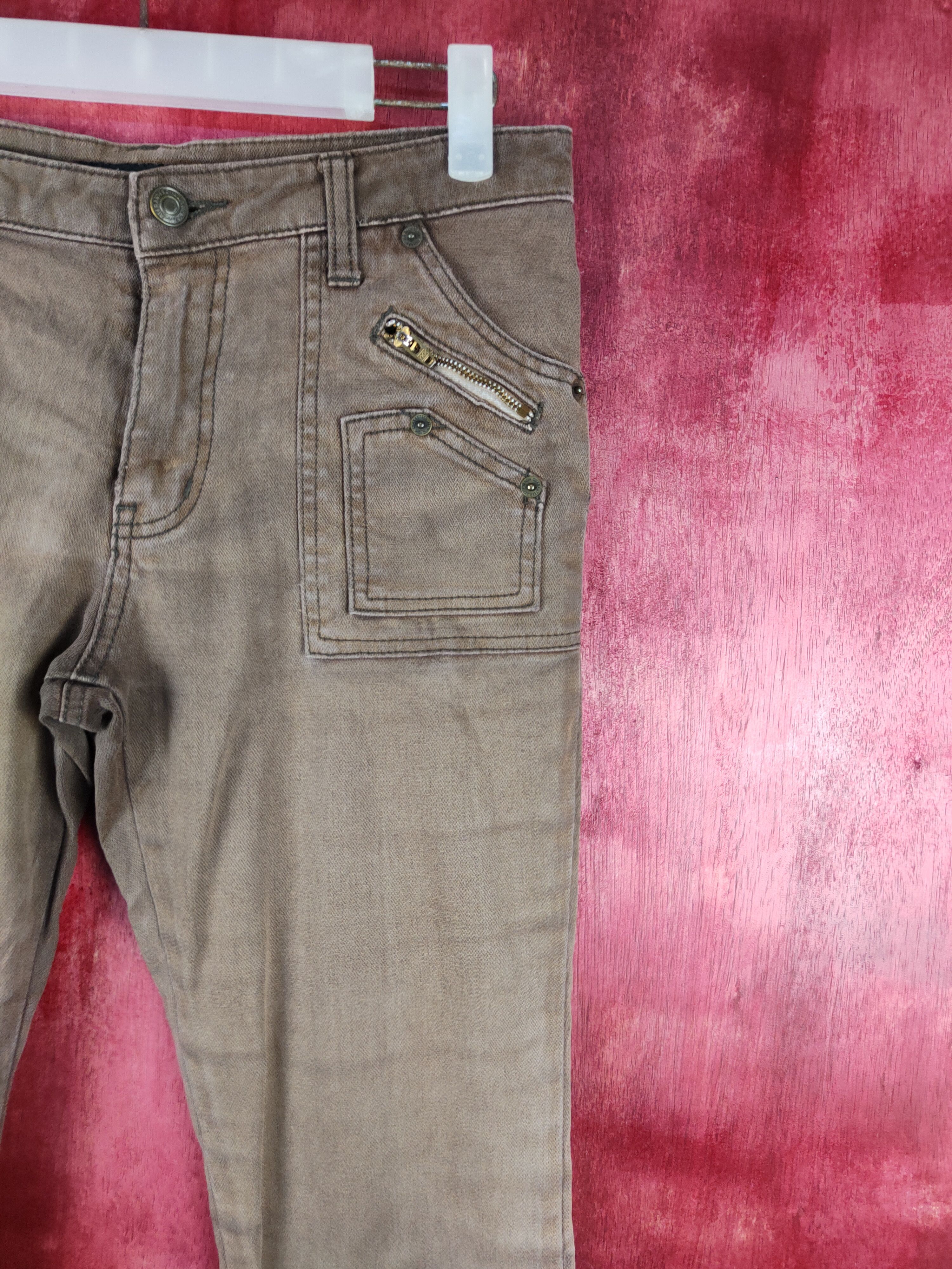 Japanese Brand DL Daily Topics Brown Multipocket Bootcut Pants #S764 Size 29" - 5 Thumbnail