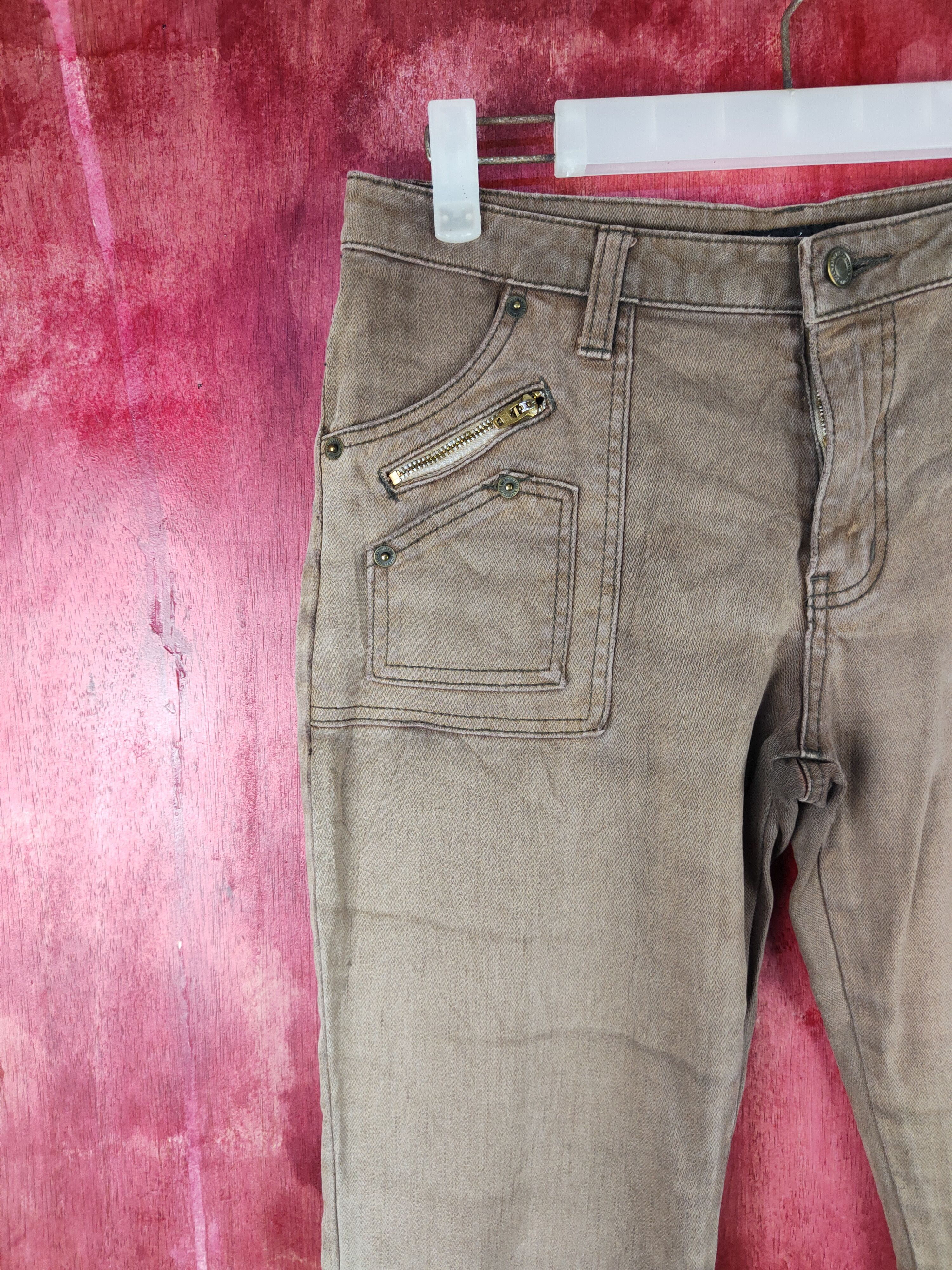 Japanese Brand DL Daily Topics Brown Multipocket Bootcut Pants #S764 Size 29" - 3 Thumbnail