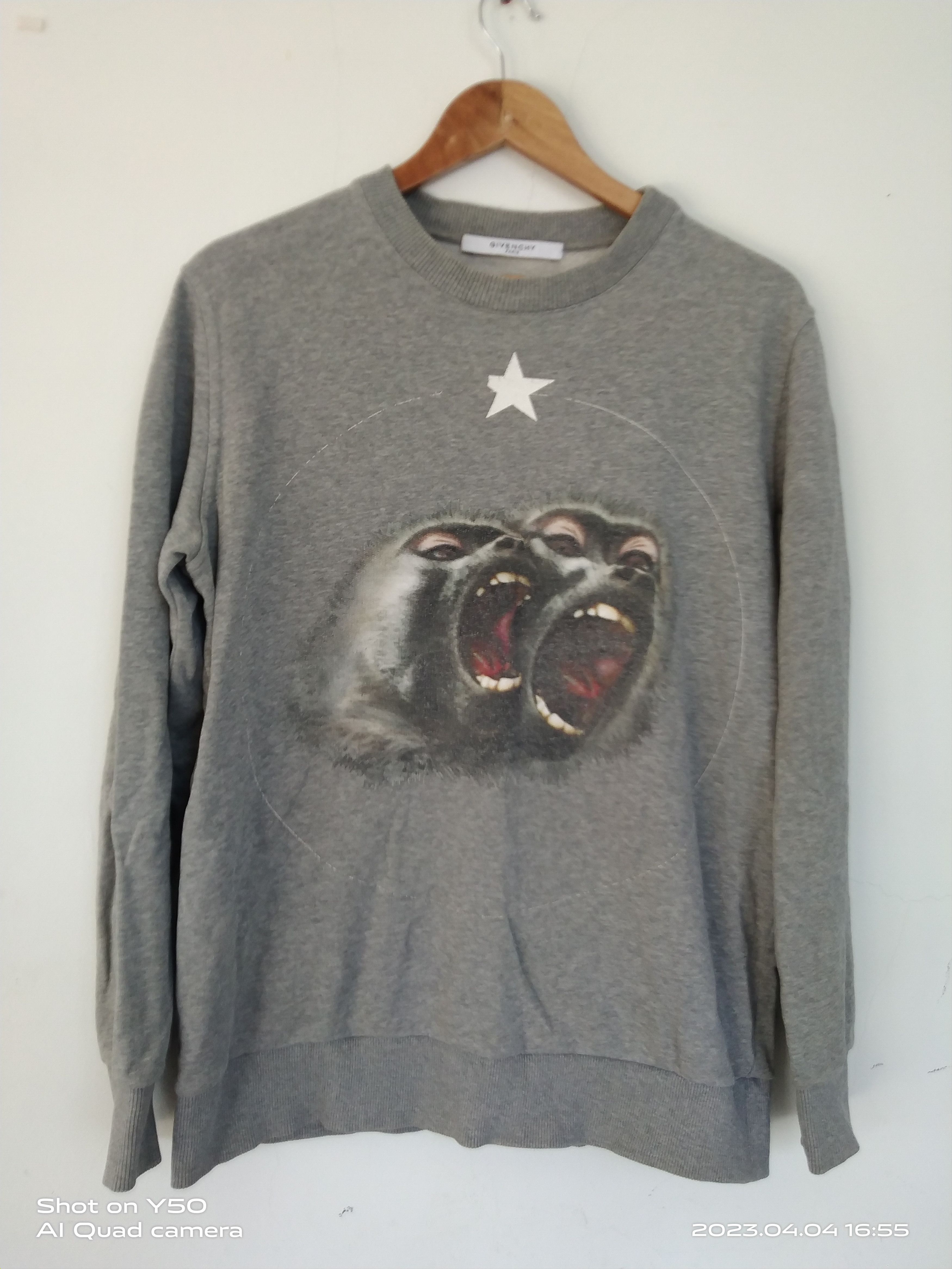 image of Sweatshirt Givenchy Grey Monkey Brothers Crewneck, Men's (Size Small)