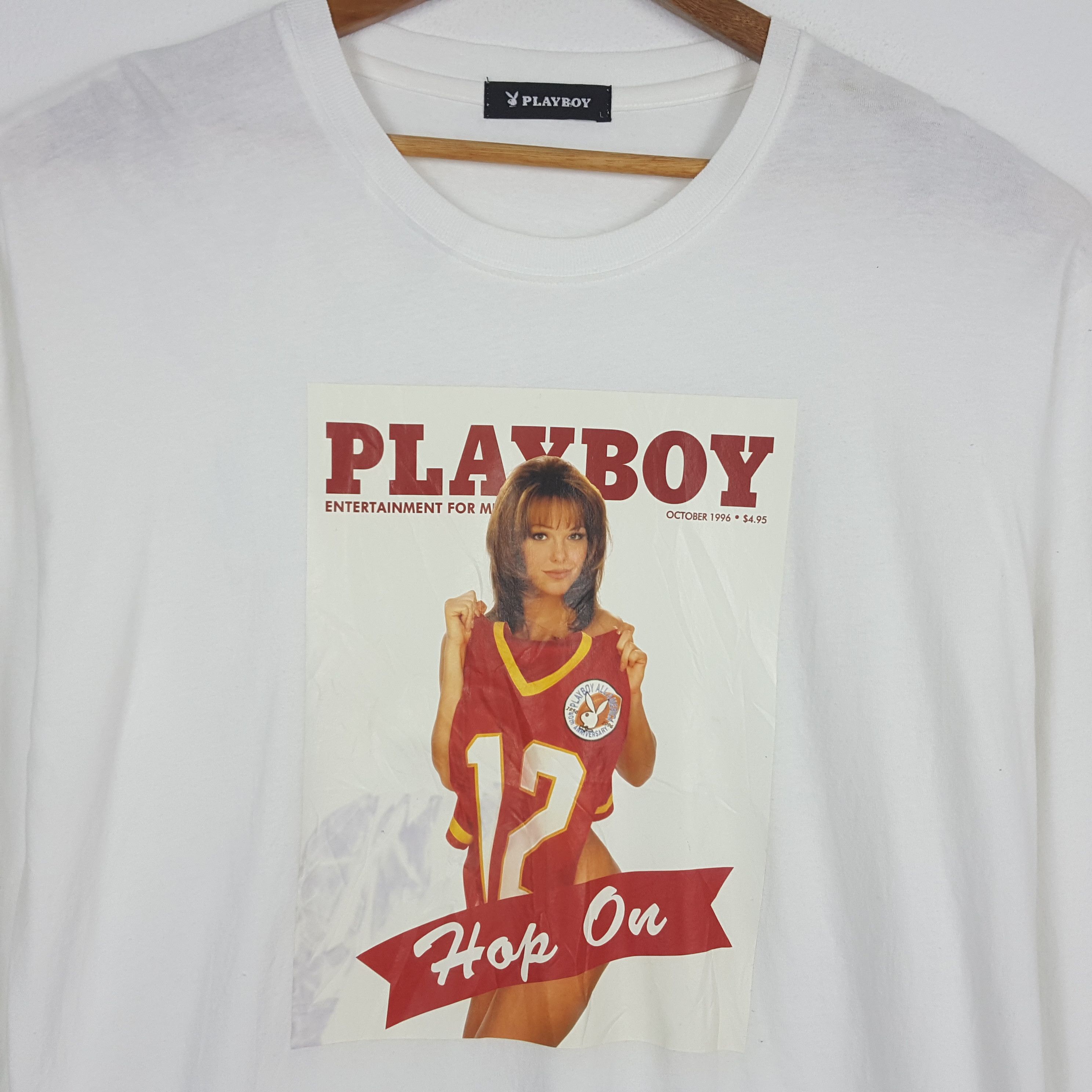 Playboy × Vintage Vintage PLAYBOY Cover Man Magazine T-Shirt Size US L / EU 52-54 / 3 - 3 Thumbnail