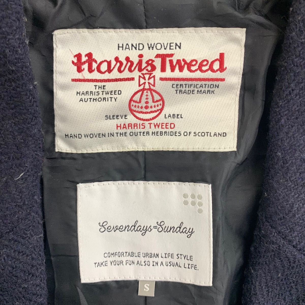 Designer × Harris Tweed × Vintage Vintage Harris Tweed X Sevendays Sunday Long Coat Jacket Size US S / EU 44-46 / 1 - 6 Thumbnail