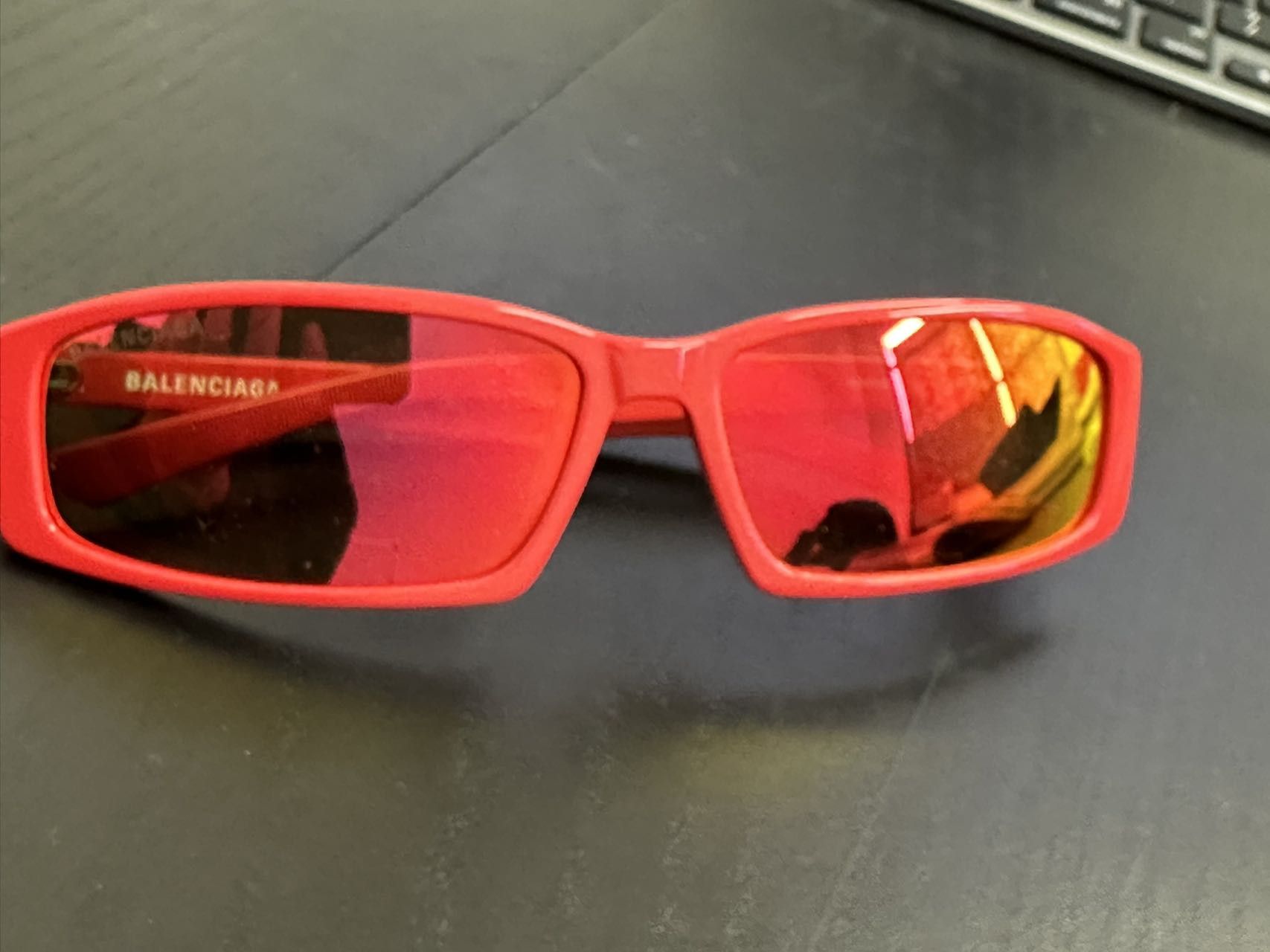 image of Balenciaga Sunglasses Flame Red Gold Mirror Lens in Hot Red, Women's