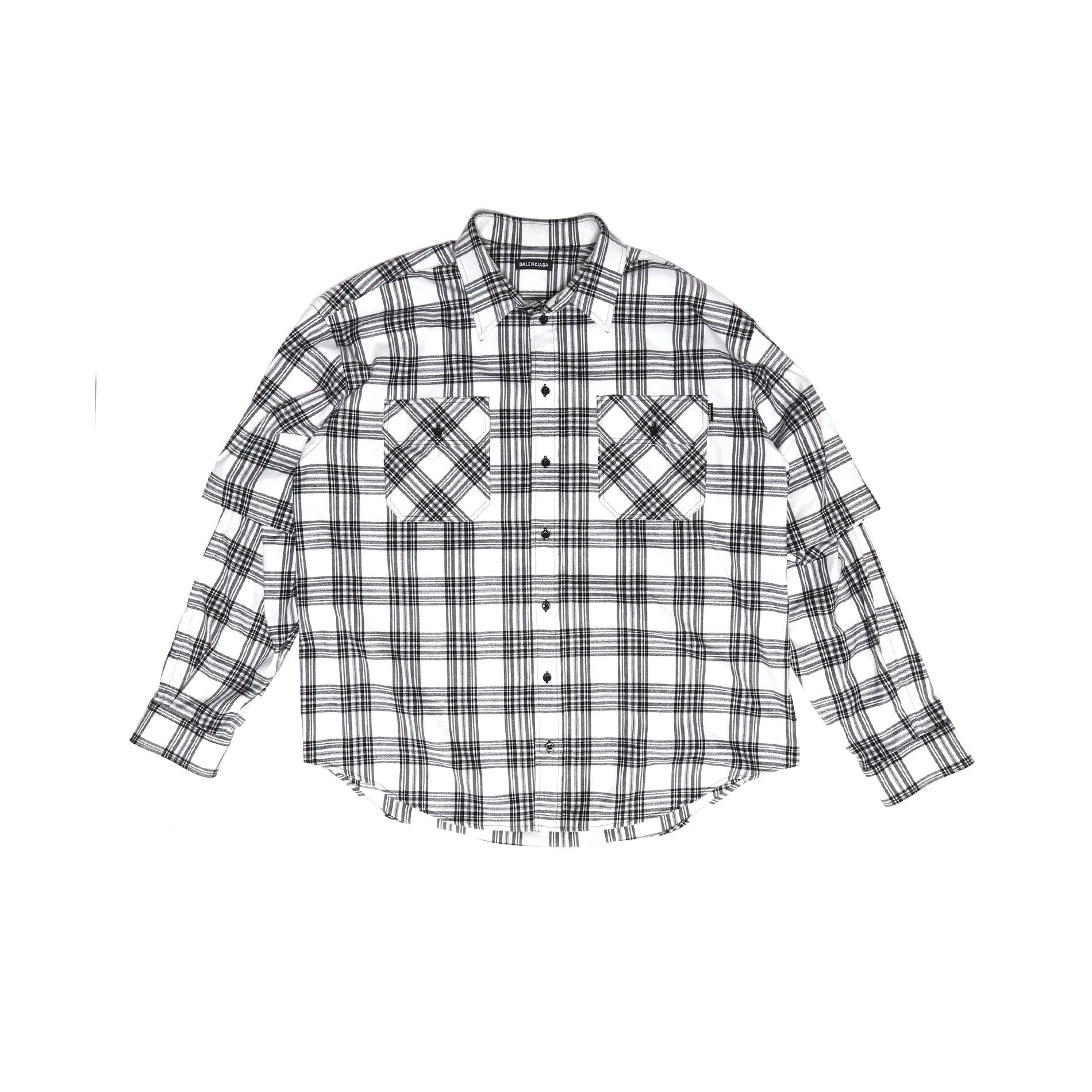 Balenciaga AW18 Oversized Slashed Sleeve Plaid Flannel Shirt Size US XL / EU 56 / 4 - 1 Thumbnail