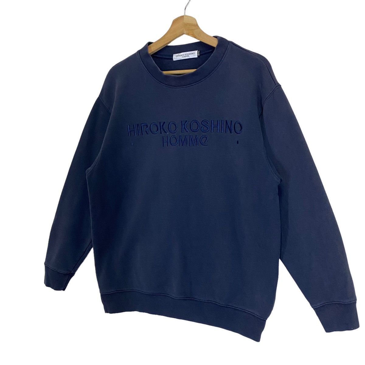 Hiroko Koshino Homme × Vintage Vintage 90s Hiroko Koshino Homme Big Logo Crewneck Sweathirt Size US M / EU 48-50 / 2 - 3 Thumbnail