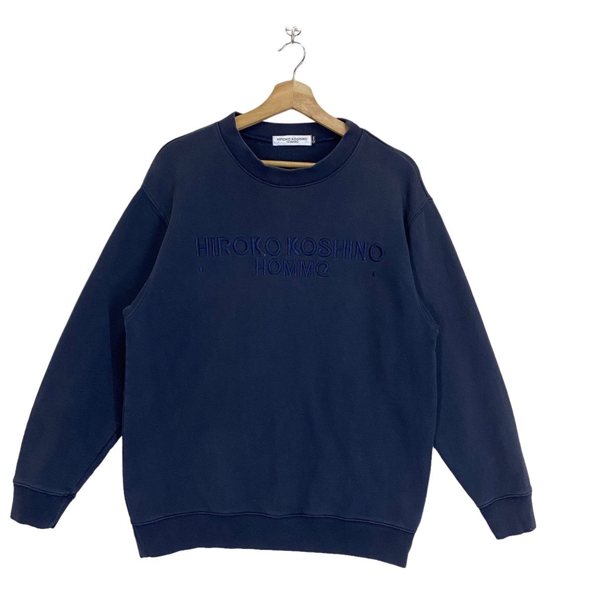 Hiroko Koshino Homme × Vintage Vintage 90s Hiroko Koshino Homme Big Logo Crewneck Sweathirt Size US M / EU 48-50 / 2 - 1 Thumbnail