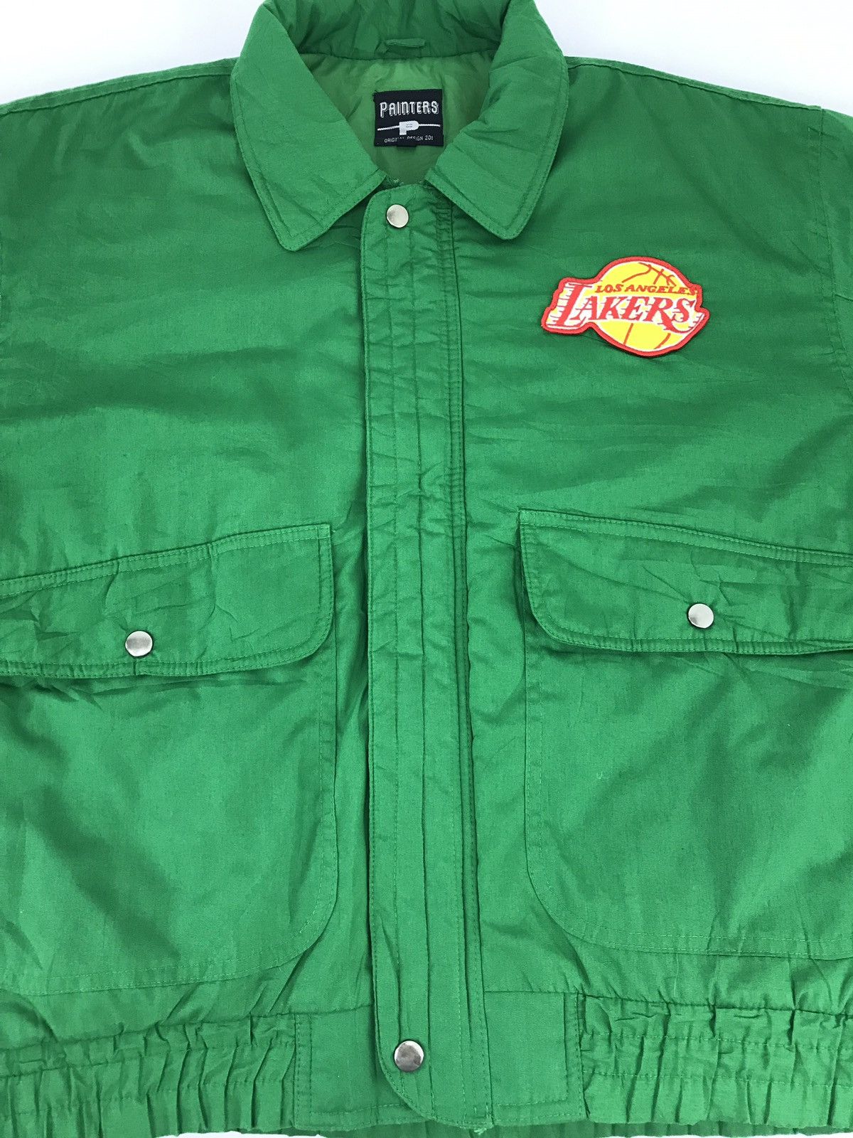 Japanese Brand × Vintage Vintage Painters Lakers Patch Zipper Bomber Style Jacket Size US L / EU 52-54 / 3 - 3 Thumbnail
