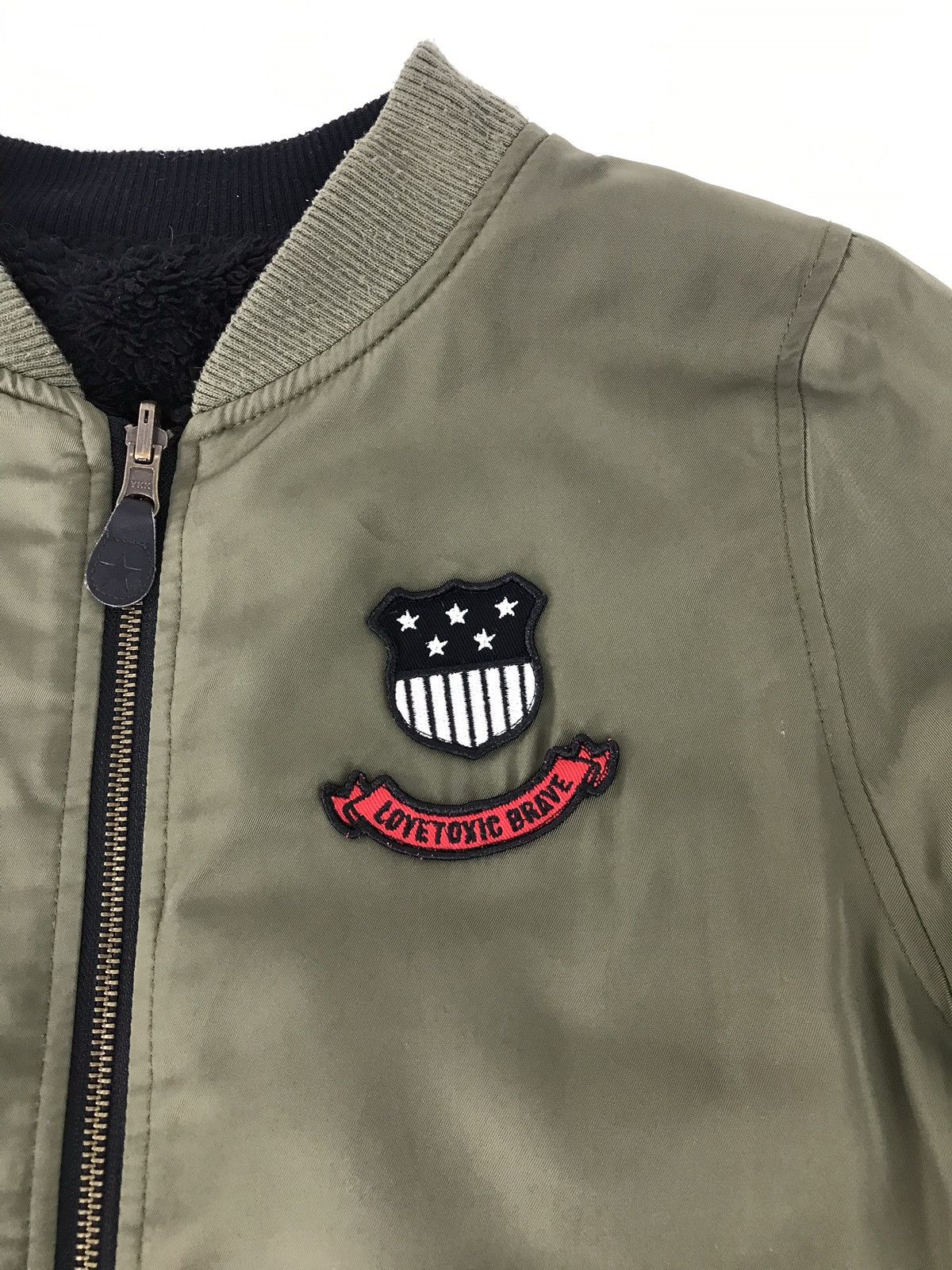Japanese Brand Jaket Bomber Love ToXic Graphic Patches Sherpa Inner Size M / US 6-8 / IT 42-44 - 4 Thumbnail