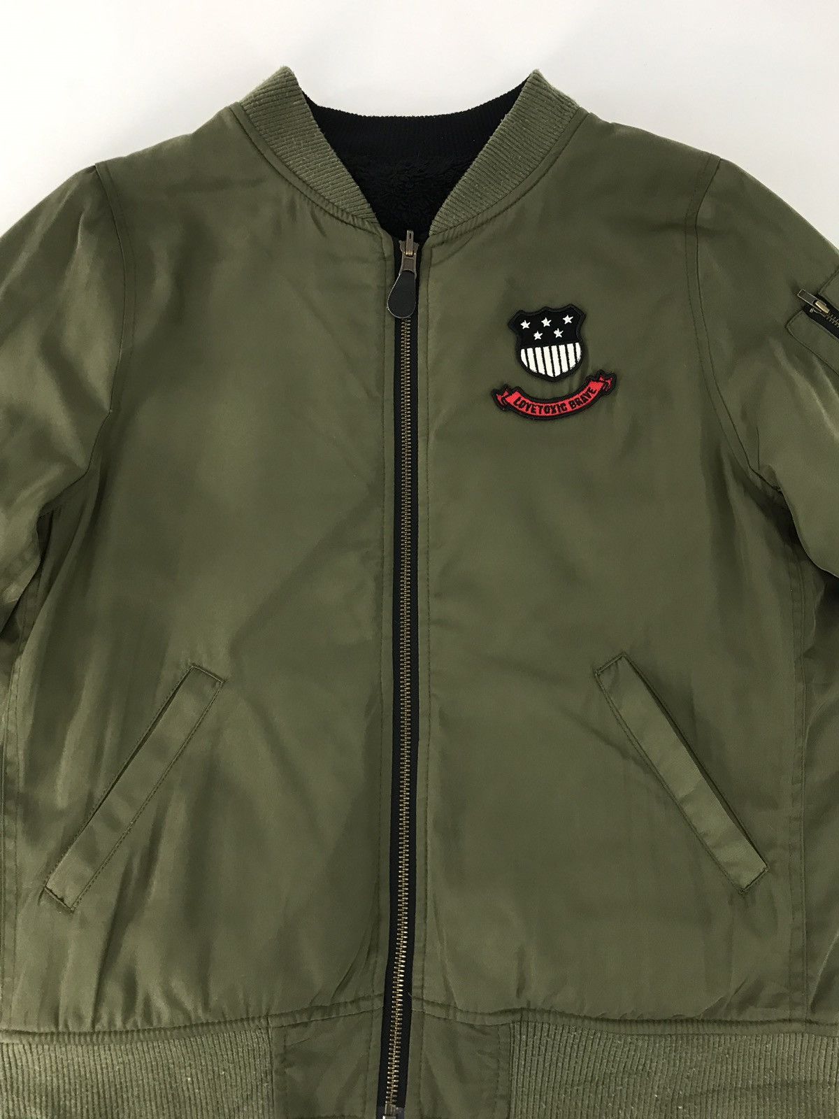 Japanese Brand Jaket Bomber Love ToXic Graphic Patches Sherpa Inner Size M / US 6-8 / IT 42-44 - 3 Thumbnail