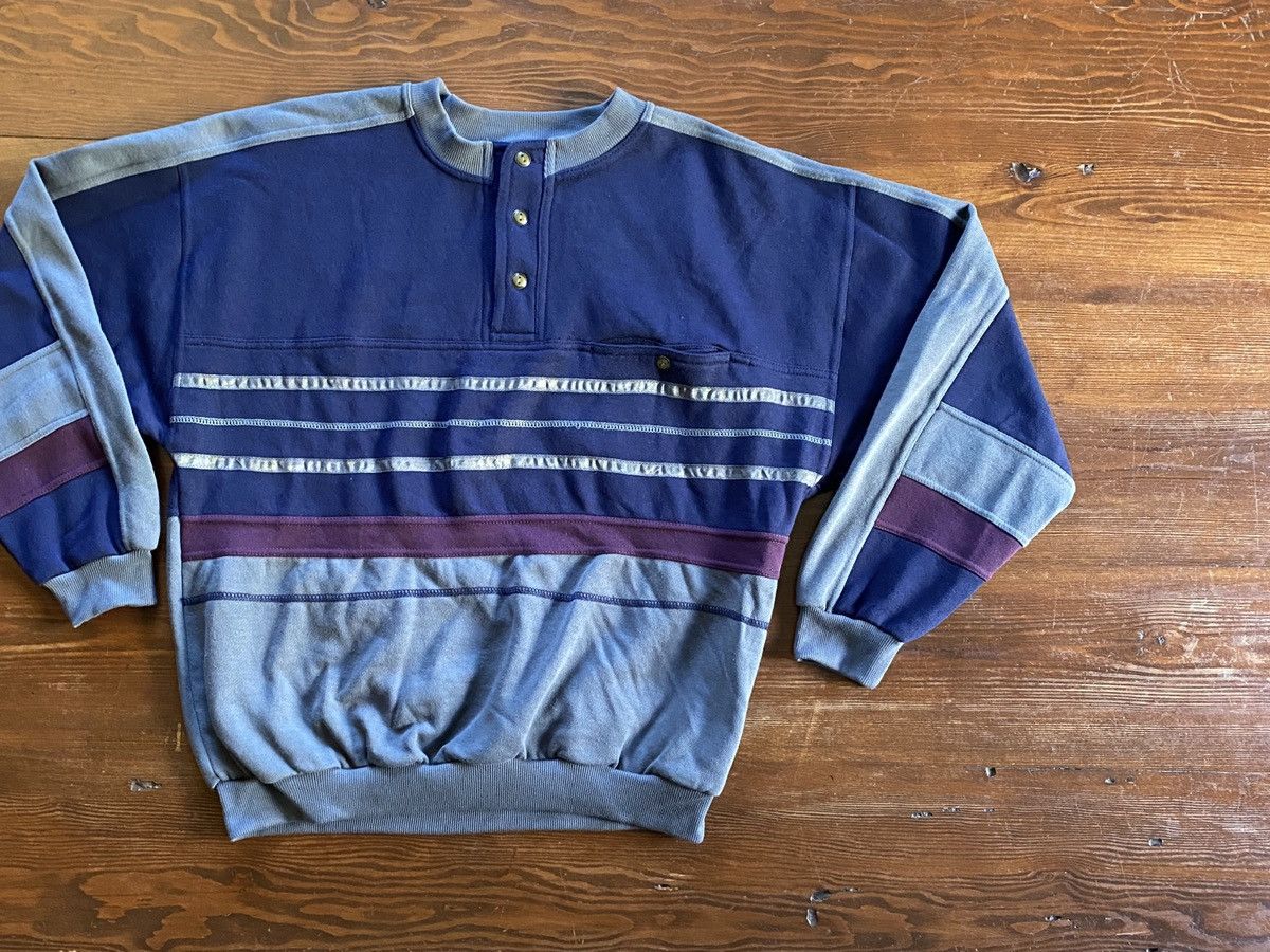 David Taylor Vintage 90’s David Taylor Henley Crewneck Sweatshirt Size US L / EU 52-54 / 3 - 1 Thumbnail