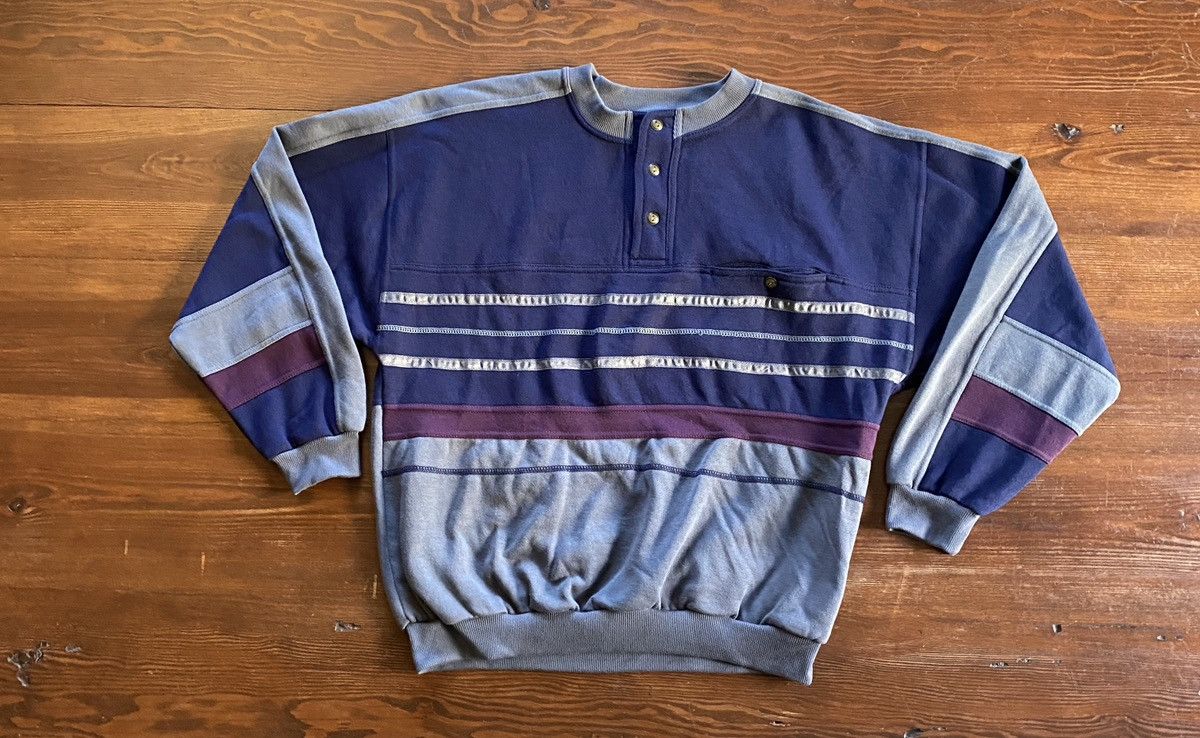 David Taylor Vintage 90’s David Taylor Henley Crewneck Sweatshirt Size US L / EU 52-54 / 3 - 2 Thumbnail