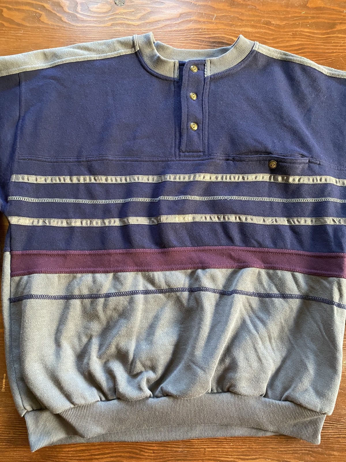 David Taylor Vintage 90’s David Taylor Henley Crewneck Sweatshirt Size US L / EU 52-54 / 3 - 3 Thumbnail