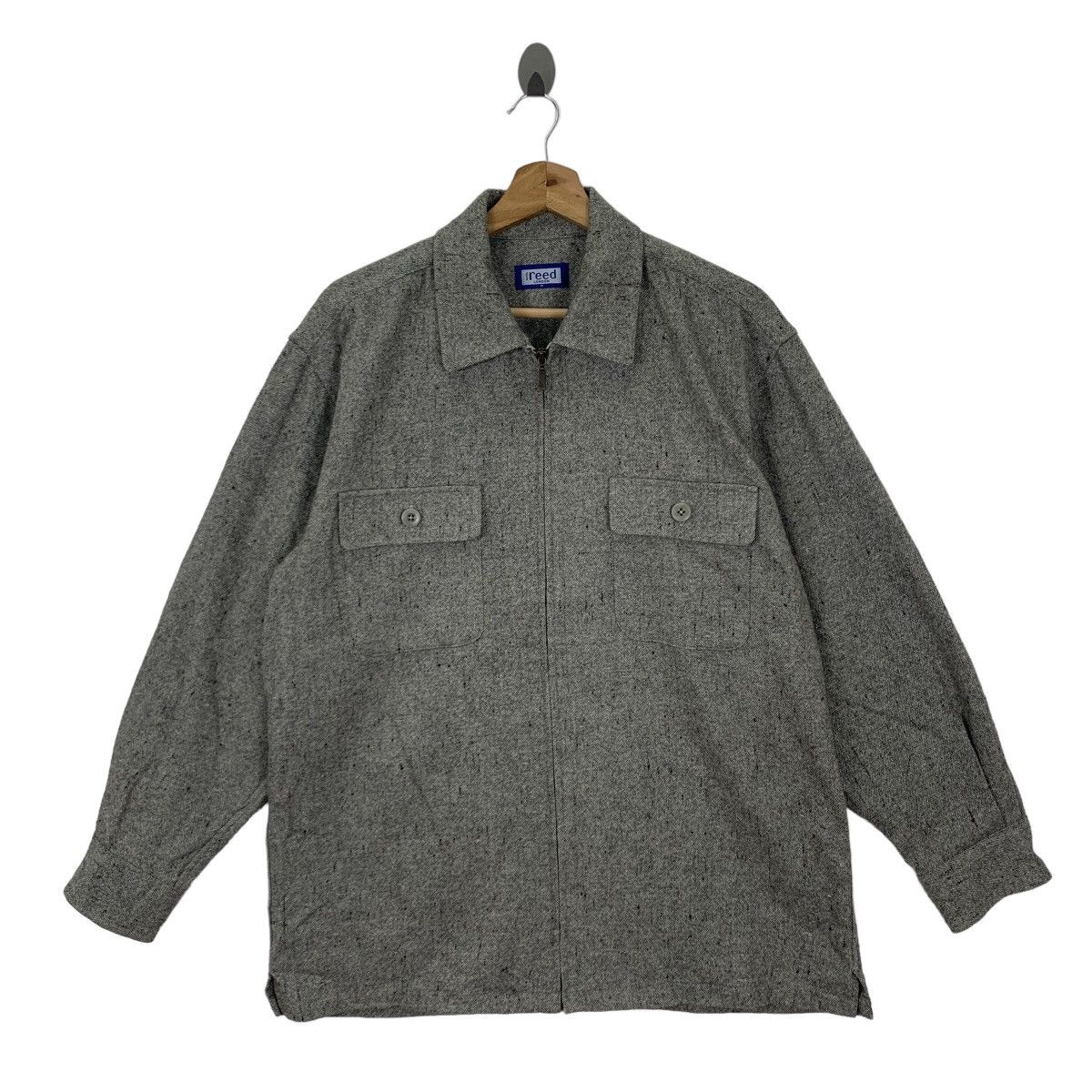 image of Vintage Austin Reed London Wool Zipper Shirts in Grey, Men's (Size Medium)