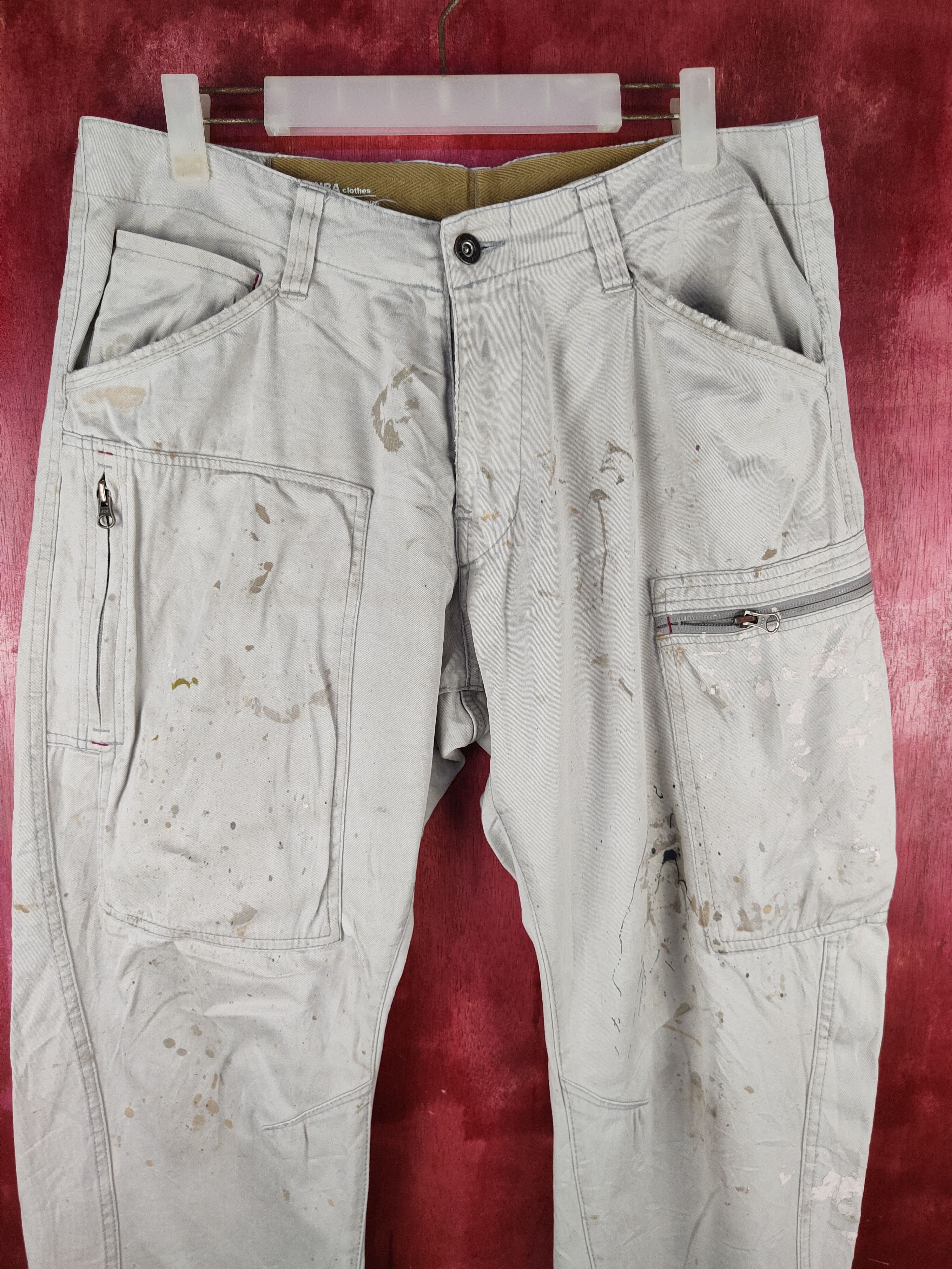 Japanese Brand Genba White Multipocket Tactical Cargo Pants #S765 Size US 33 - 2 Thumbnail
