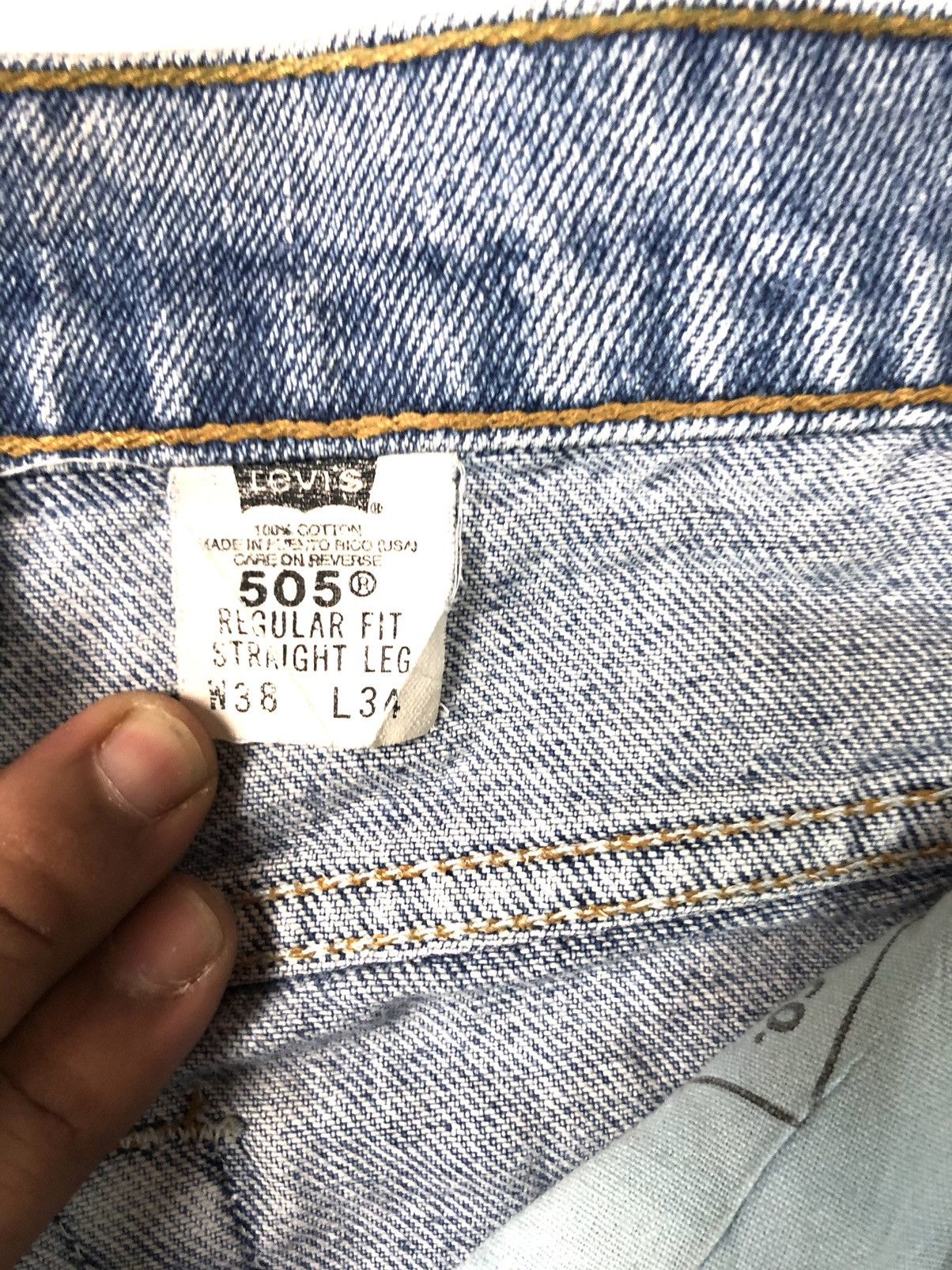Levi's × Vintage VINTAGE 90s LEVIS 505 REGULAR FIT STRAIGHT LEG BLUE WASH Size US 36 / EU 52 - 11 Thumbnail