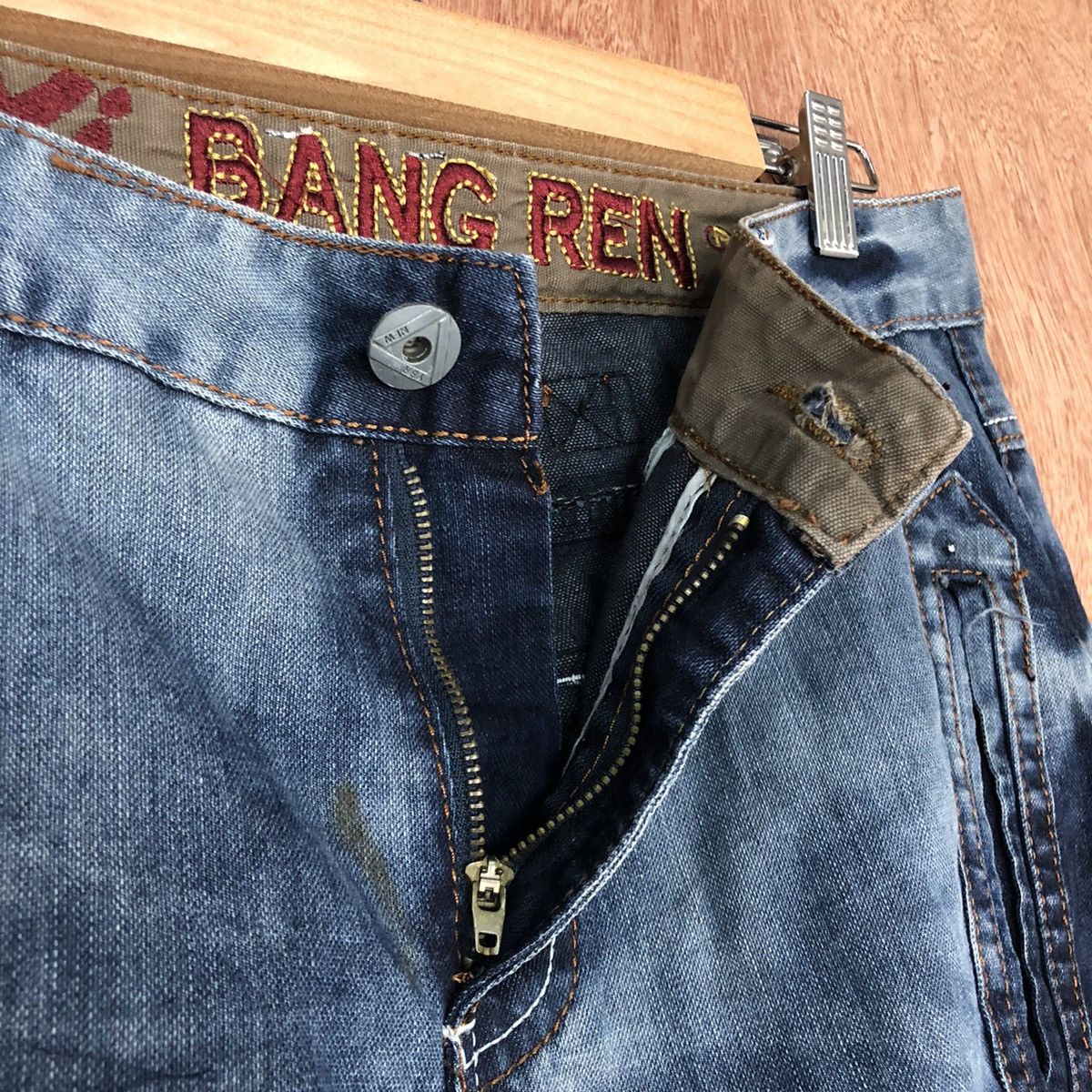 Japanese Brand Yi Bang Ren Blue faded Multipocket Cargo Denim #c737DL Size US 31 - 8 Thumbnail
