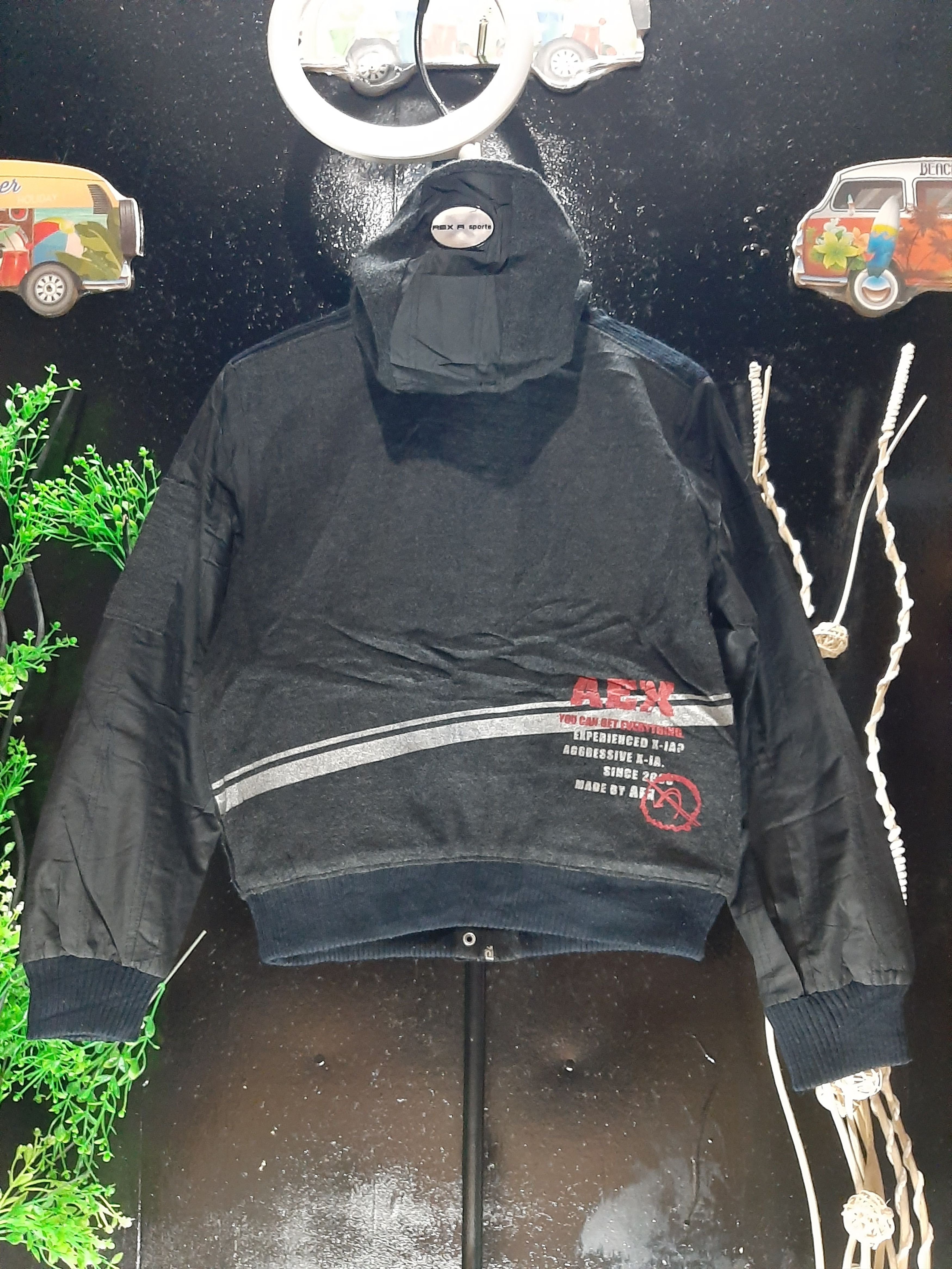 AEX JAPANESE VARSITY ZIPPER HOODIE WOOL BOMBER JACKET