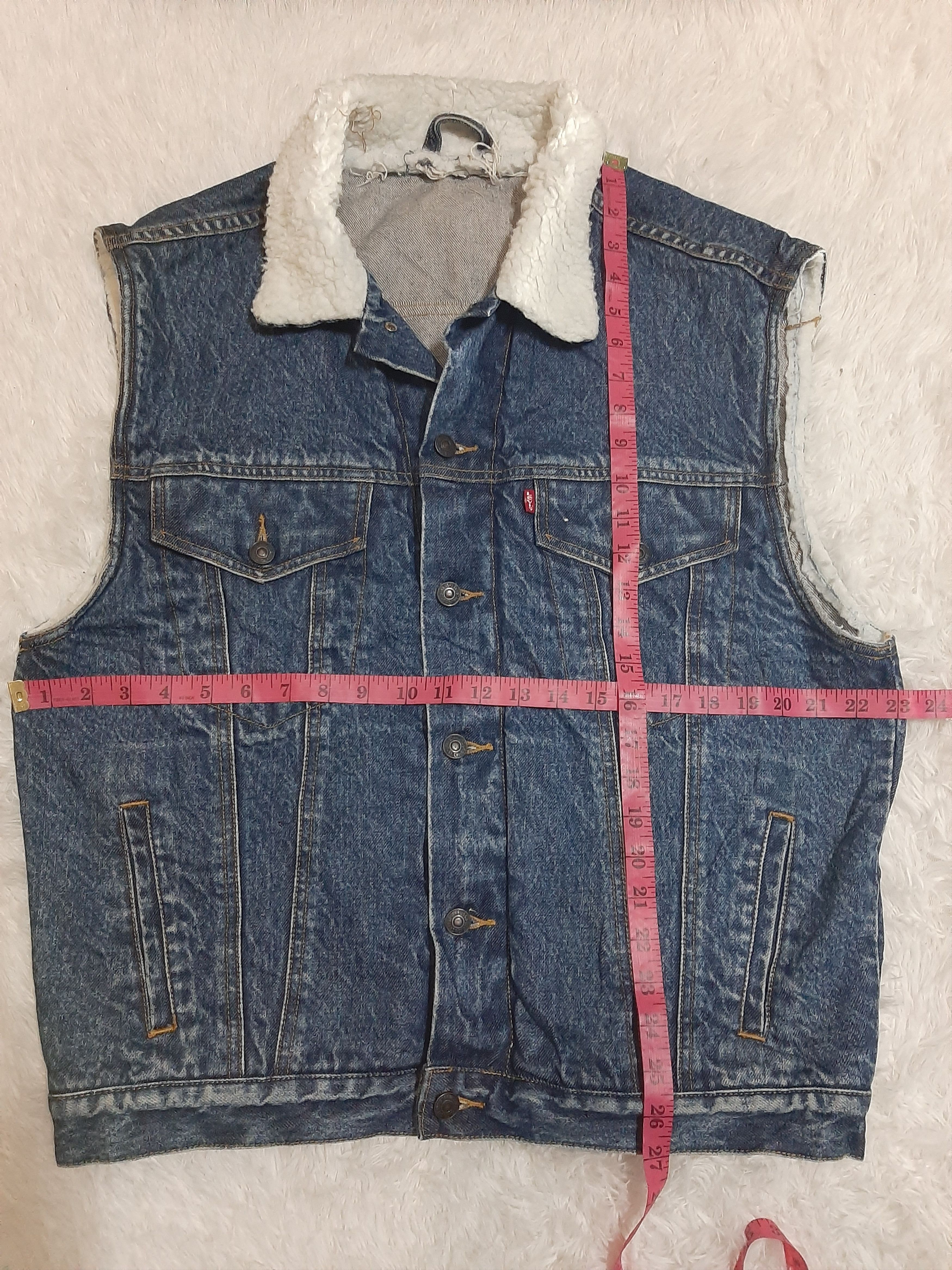 Levi's × Vintage VINTAGE 90s TRUCKER JACKET LEVI'S SLEEVE LESS SHERPA COLLAR Size US L / EU 52-54 / 3 - 11 Thumbnail
