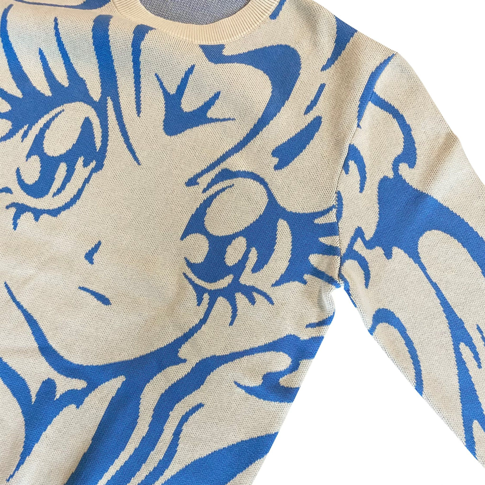 Japanese Brand Curse SAILOR MOON Knit Sweater - Cream & Blue - Brand New!! Size US M / EU 48-50 / 2 - 2 Thumbnail