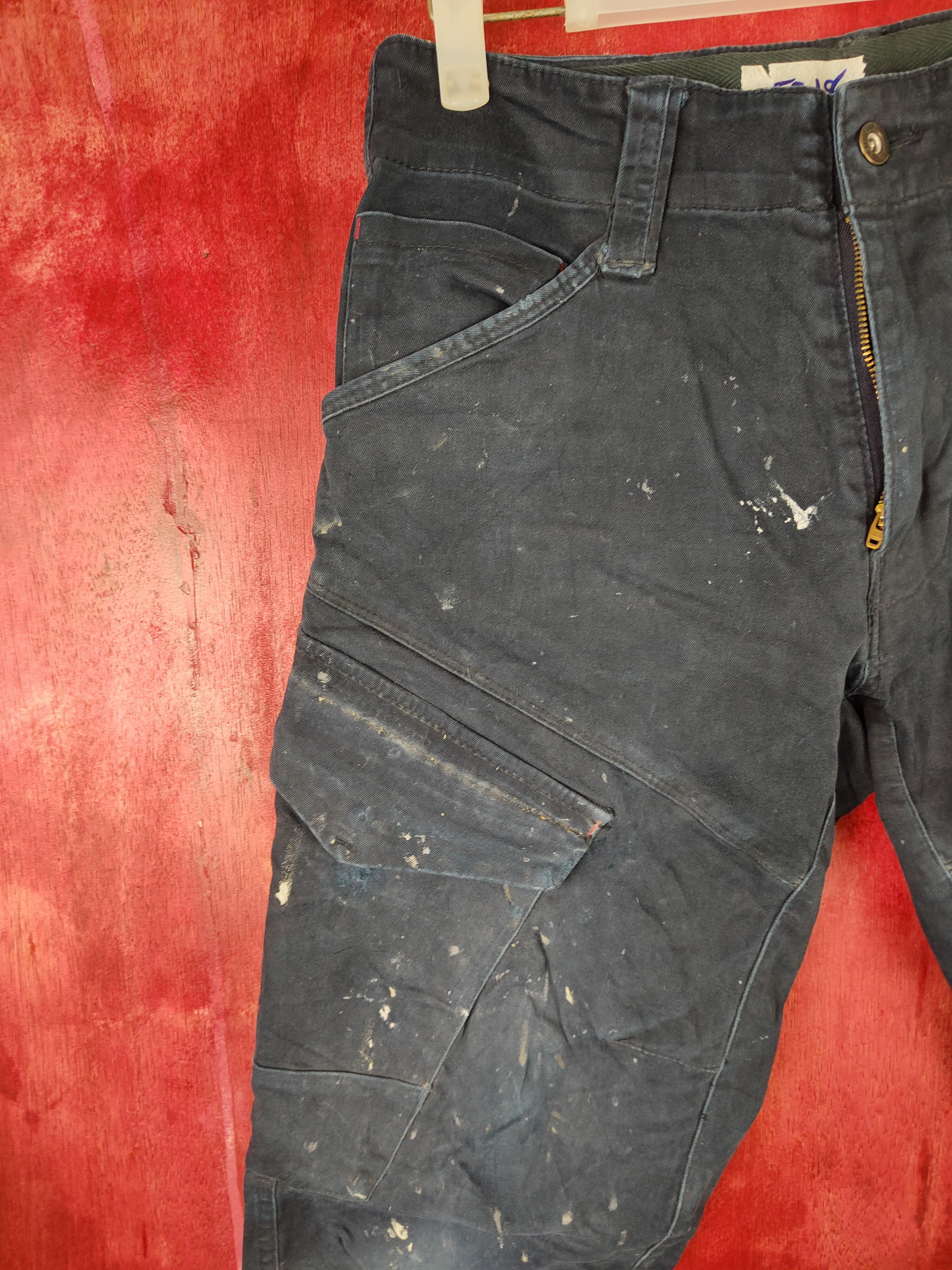 Japanese Brand Genba Dark Blue painter thrashed Tactical Cargo Pants #5318 Size US 30 / EU 46 - 3 Thumbnail
