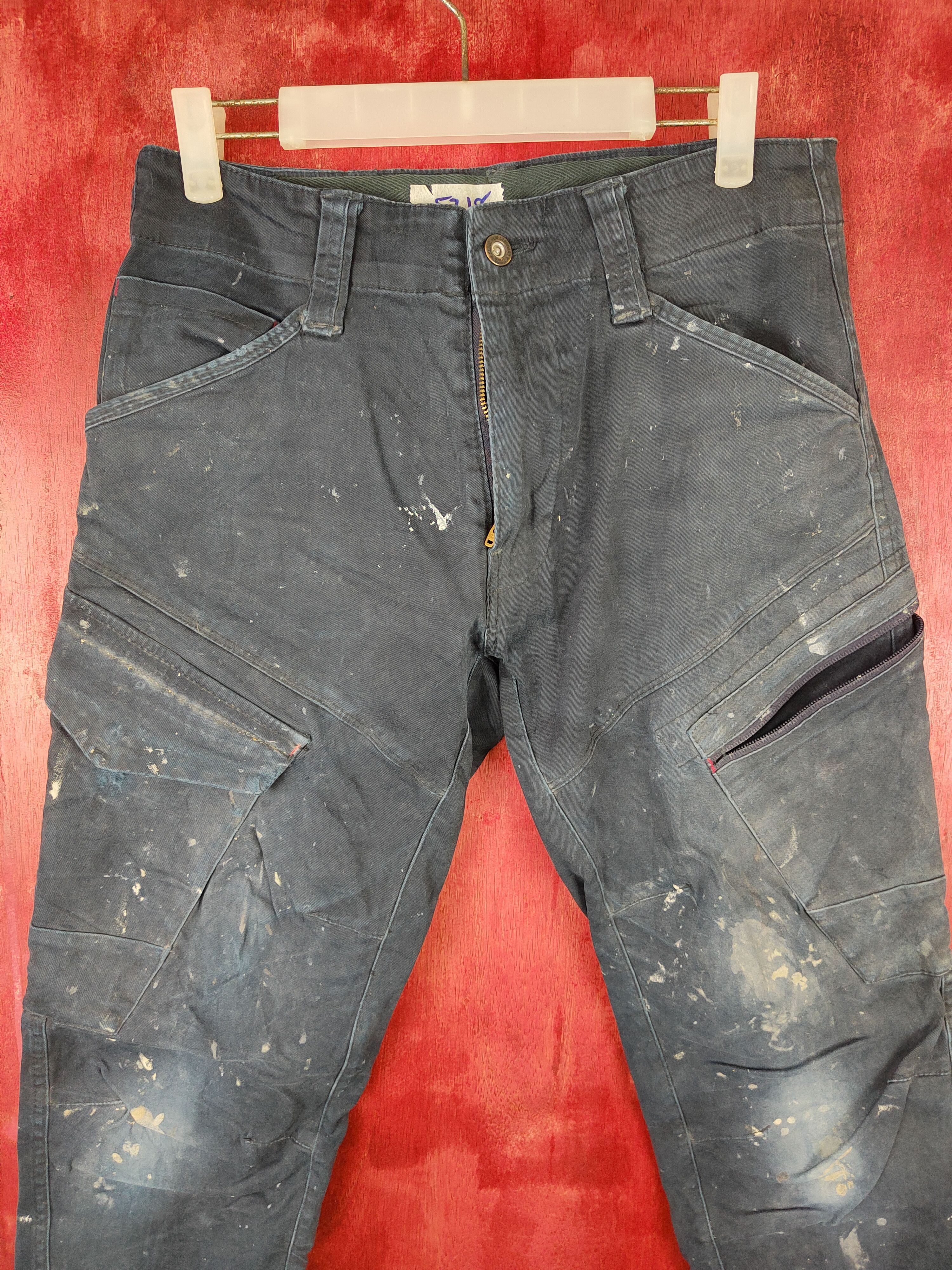 Japanese Brand Genba Dark Blue painter thrashed Tactical Cargo Pants #5318 Size US 30 / EU 46 - 2 Thumbnail