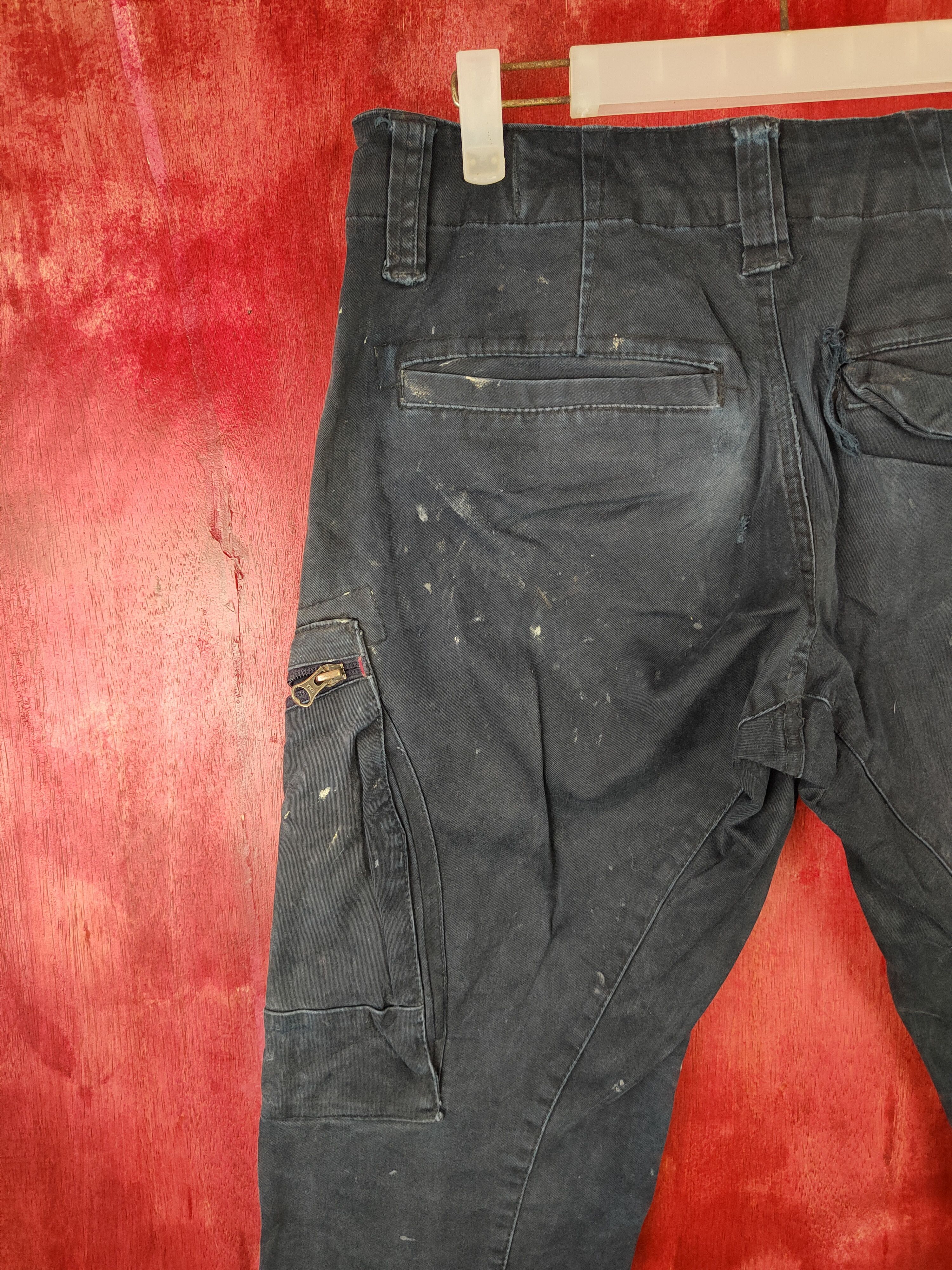 Japanese Brand Genba Dark Blue painter thrashed Tactical Cargo Pants #5318 Size US 30 / EU 46 - 8 Thumbnail