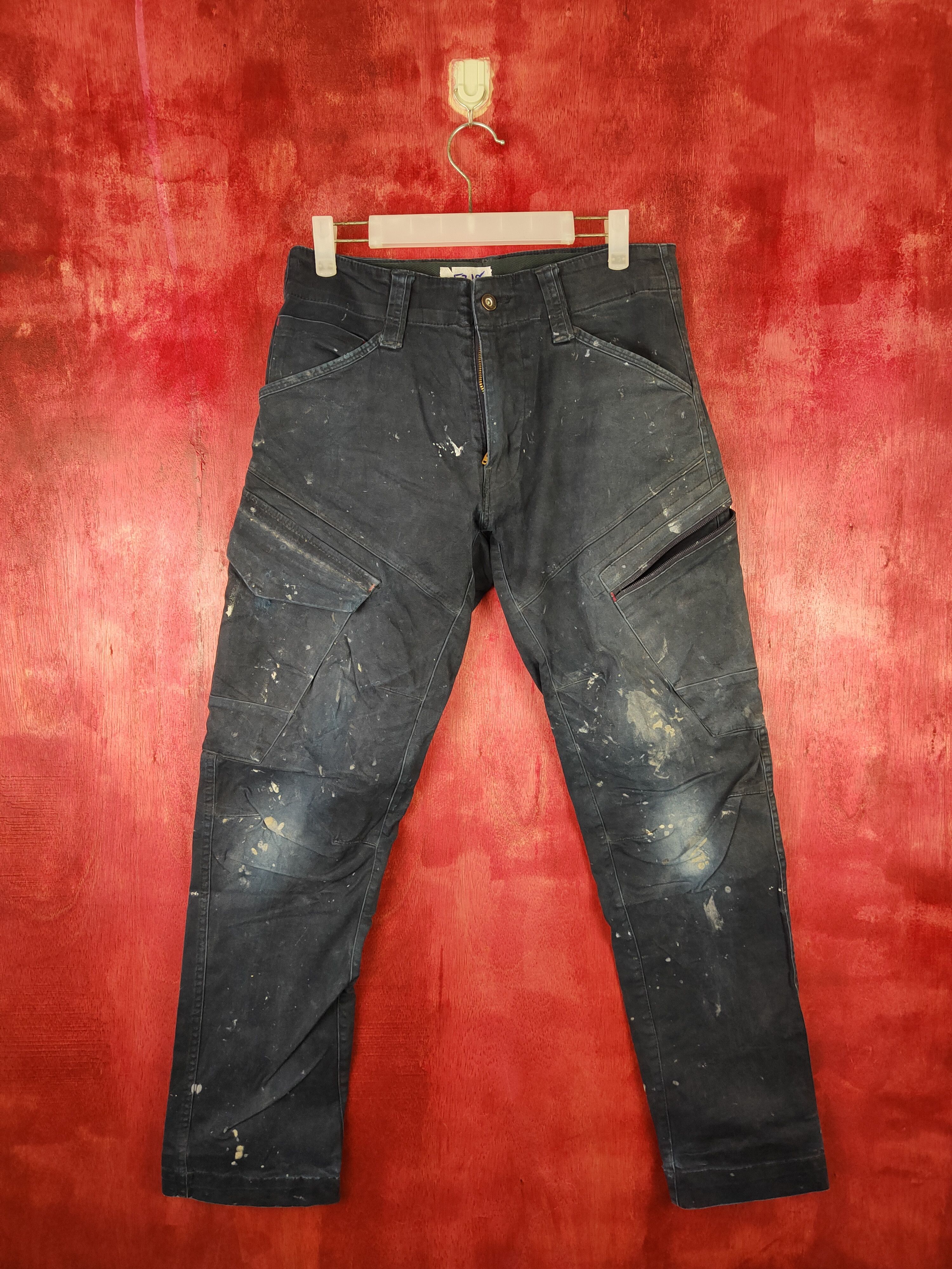 Japanese Brand Genba Dark Blue painter thrashed Tactical Cargo Pants #5318 Size US 30 / EU 46 - 1 Thumbnail