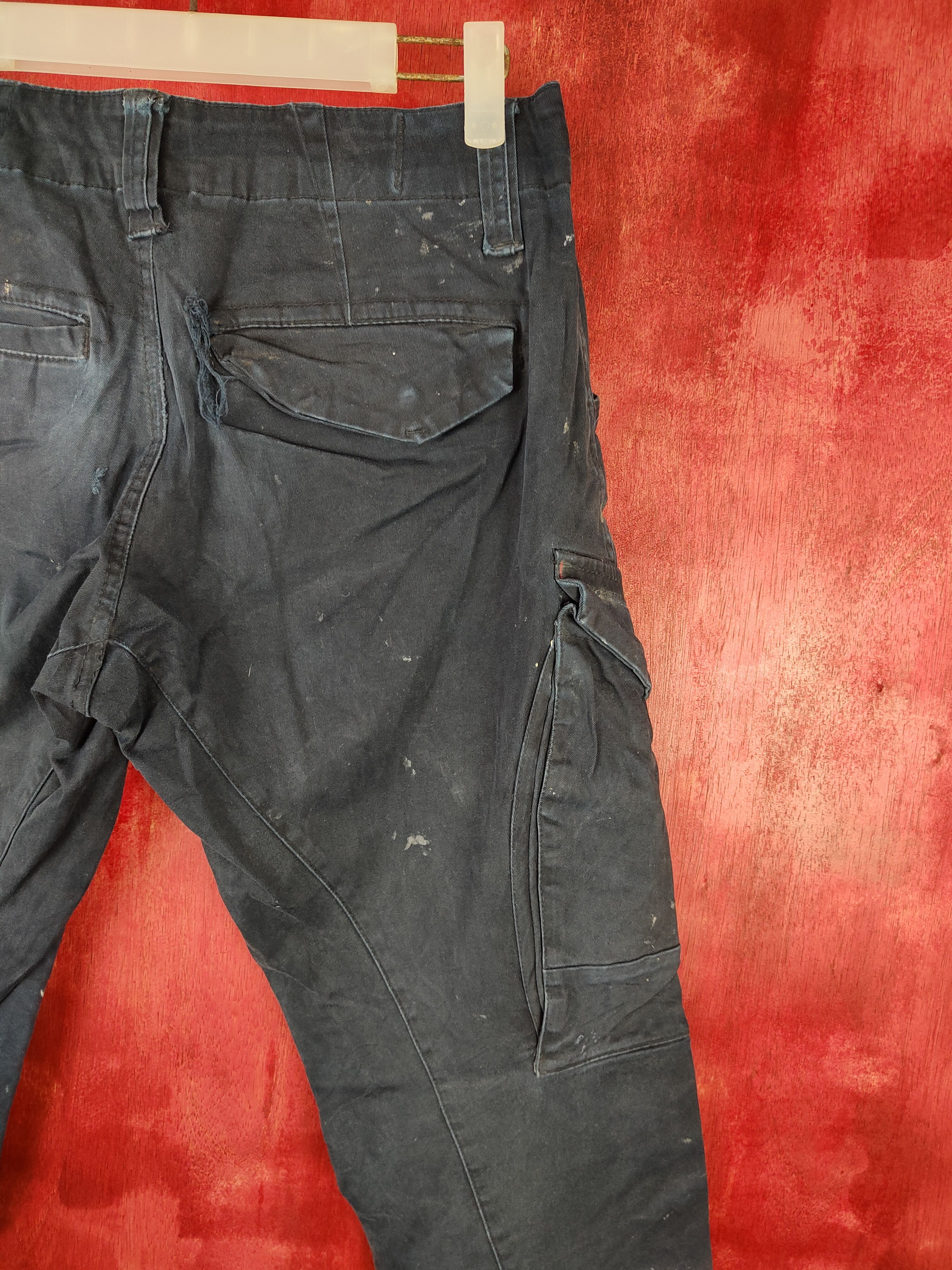 Japanese Brand Genba Dark Blue painter thrashed Tactical Cargo Pants #5318 Size US 30 / EU 46 - 11 Thumbnail