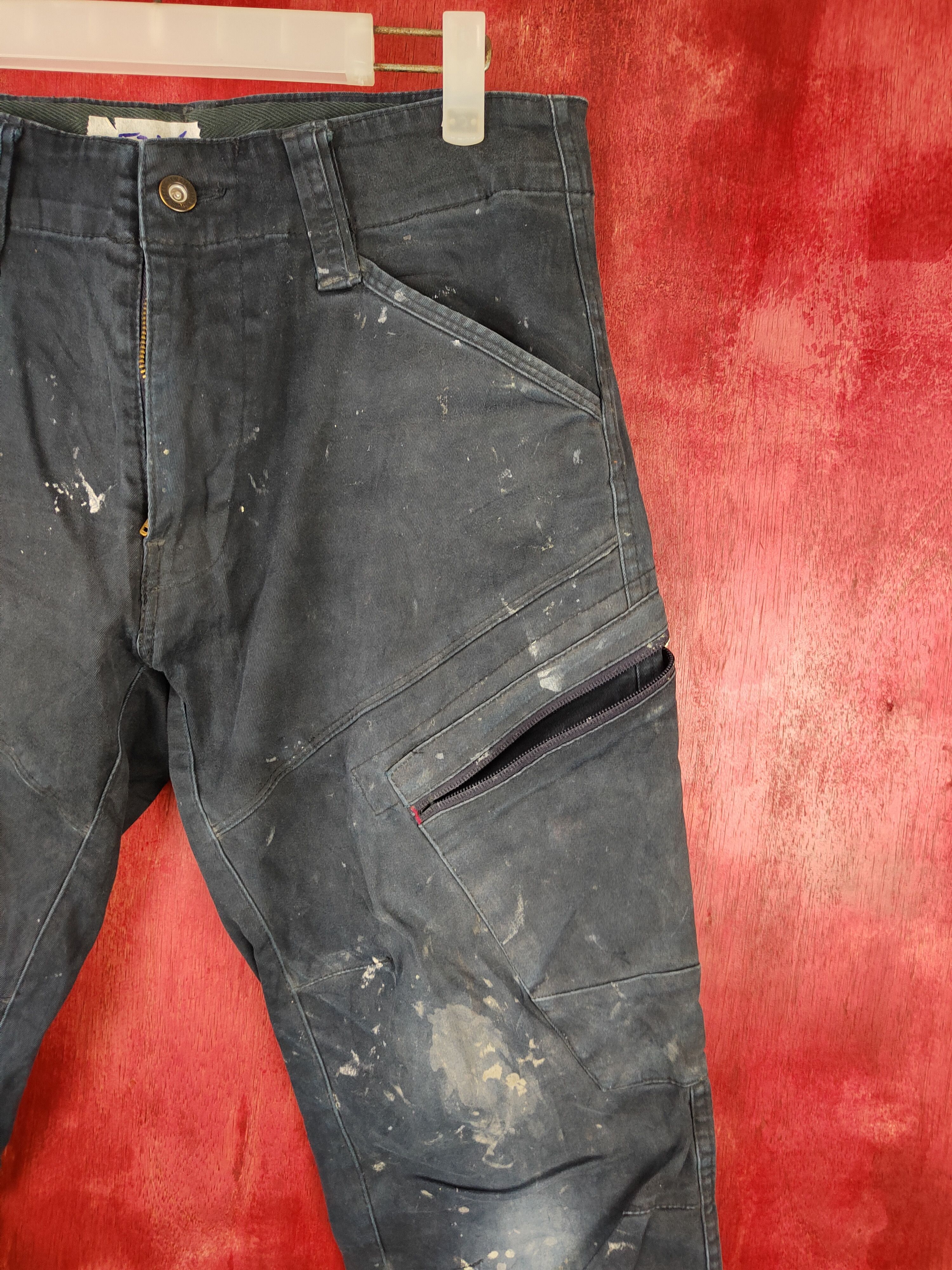 Japanese Brand Genba Dark Blue painter thrashed Tactical Cargo Pants #5318 Size US 30 / EU 46 - 5 Thumbnail