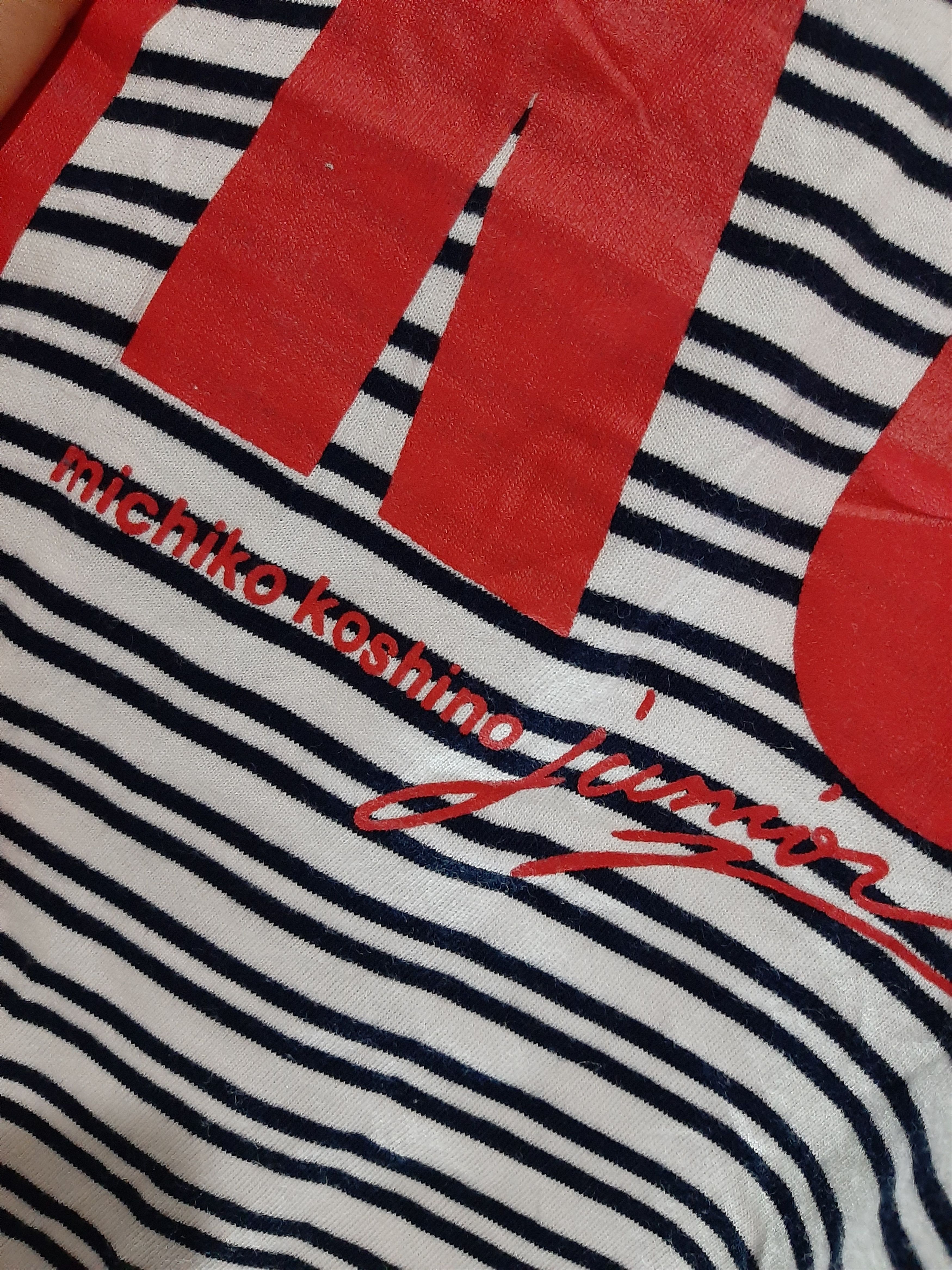 Michiko Koshino × Michiko Koshino London × Vintage VINTAGE michiko koshino junior BIG LOGO MK'J STRIPE tee Size US M / EU 48-50 / 2 - 3 Thumbnail