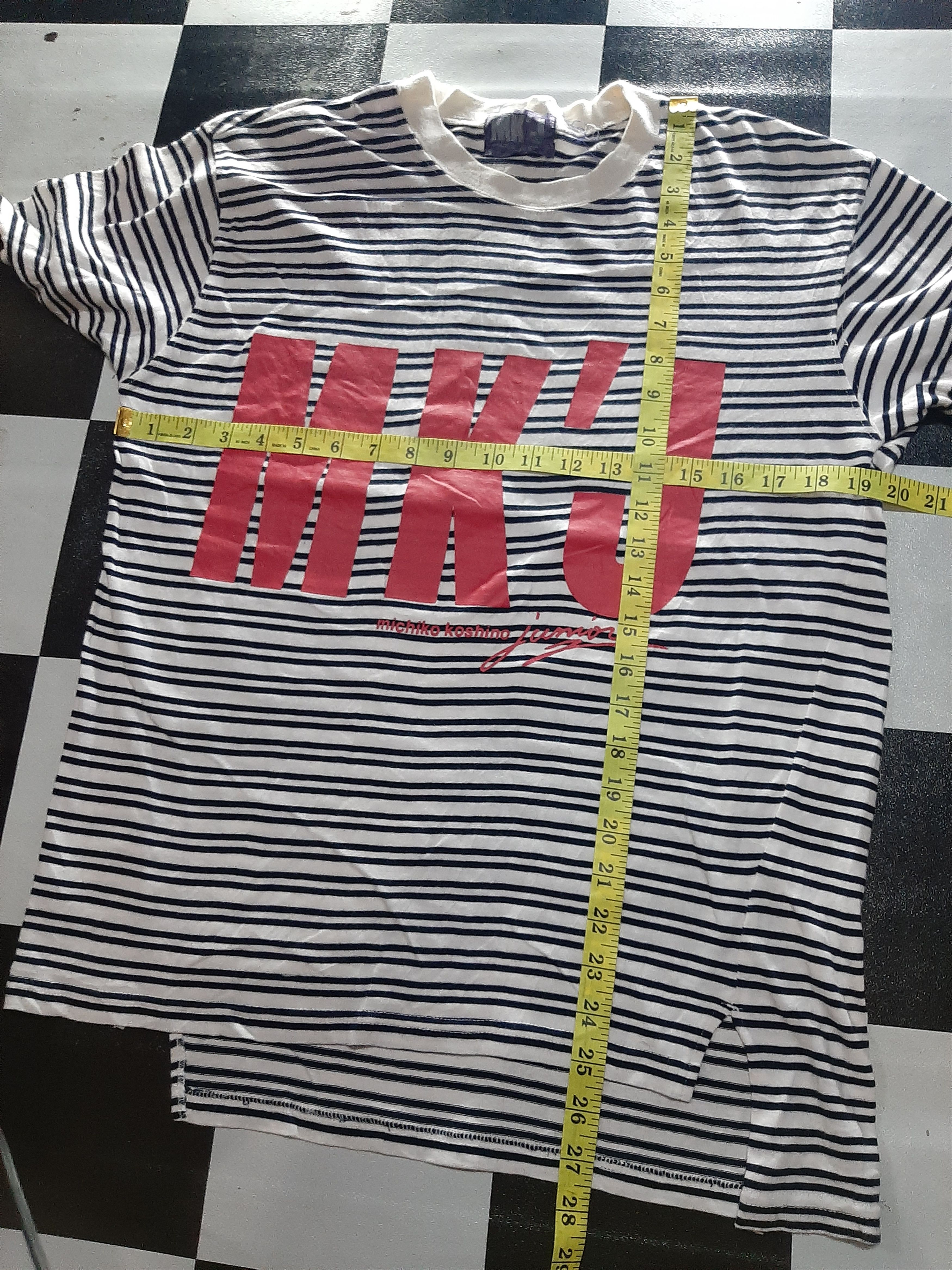 Michiko Koshino × Michiko Koshino London × Vintage VINTAGE michiko koshino junior BIG LOGO MK'J STRIPE tee Size US M / EU 48-50 / 2 - 8 Thumbnail