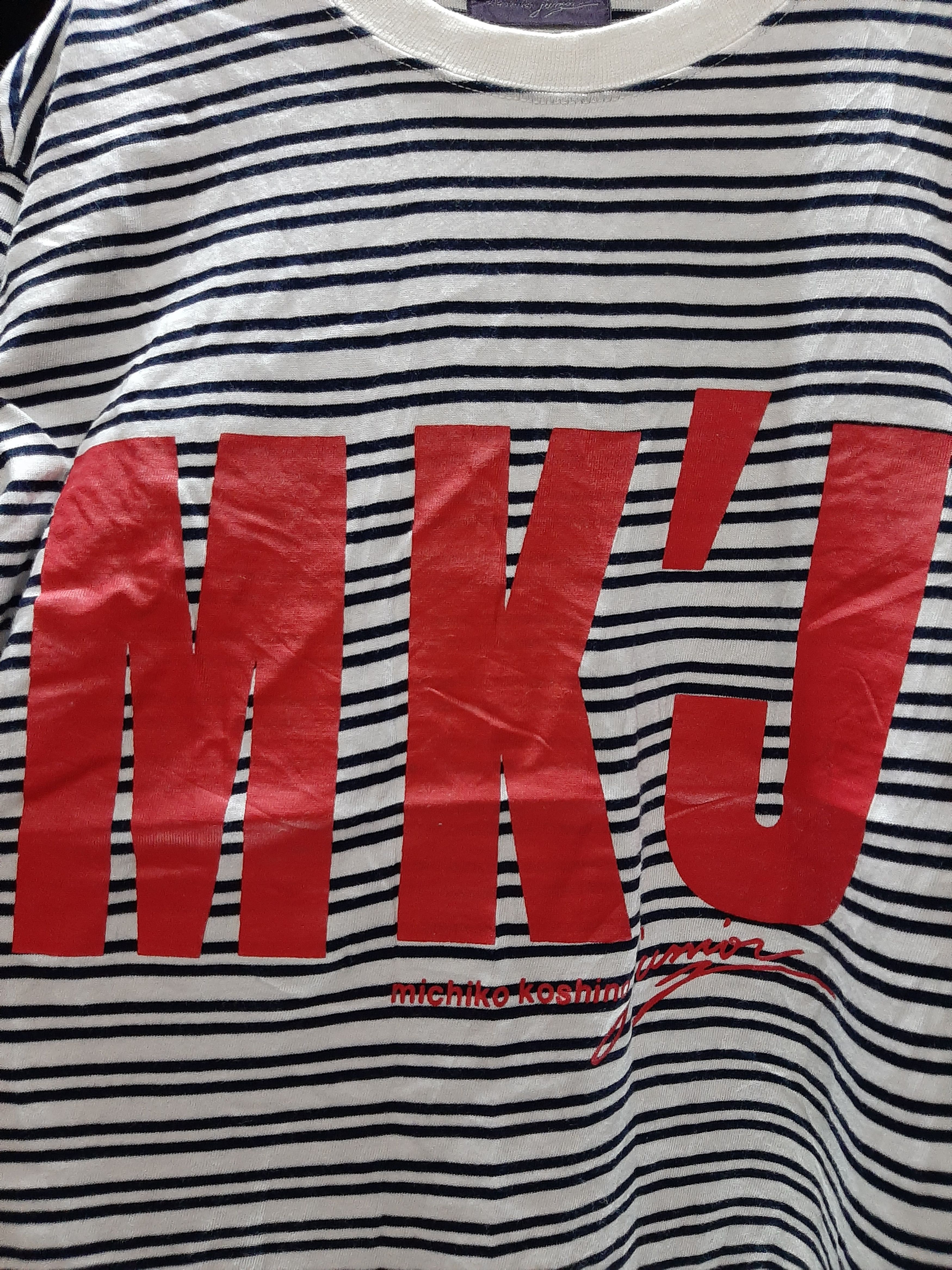 Michiko Koshino × Michiko Koshino London × Vintage VINTAGE michiko koshino junior BIG LOGO MK'J STRIPE tee Size US M / EU 48-50 / 2 - 2 Thumbnail