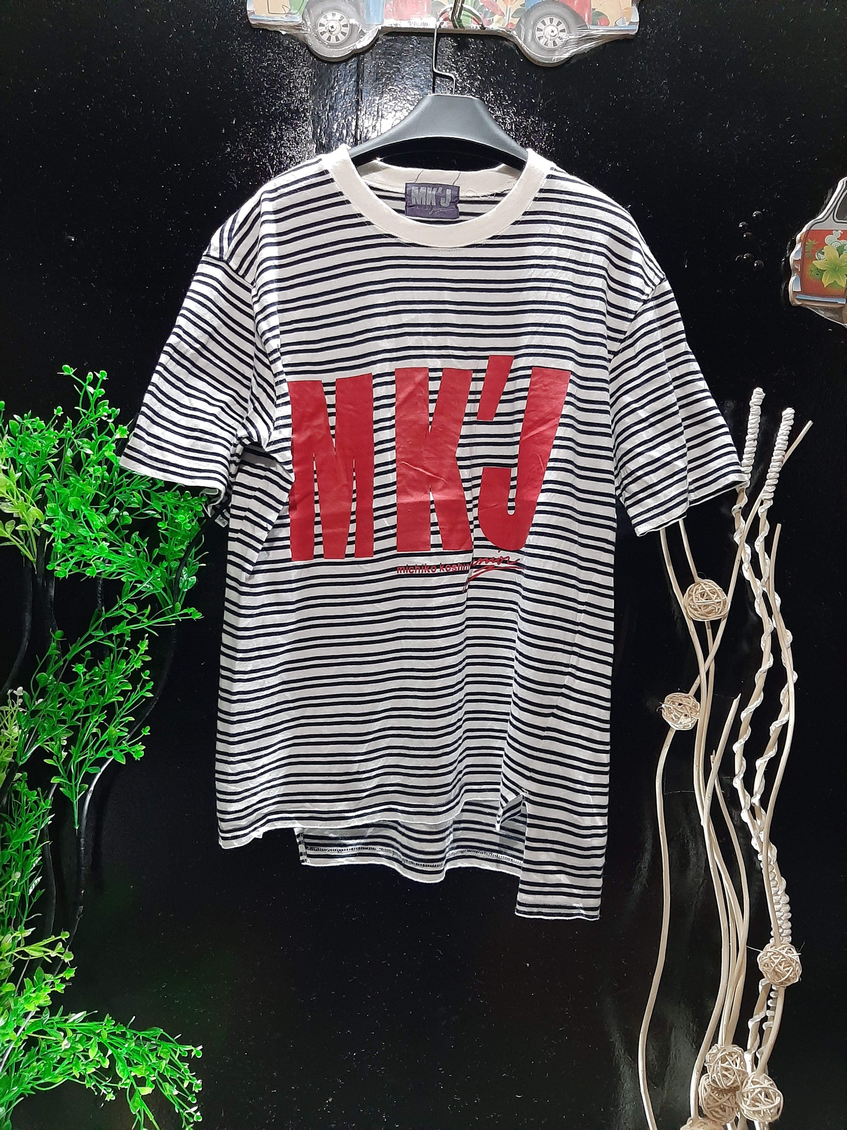 Michiko Koshino × Michiko Koshino London × Vintage VINTAGE michiko koshino junior BIG LOGO MK'J STRIPE tee Size US M / EU 48-50 / 2 - 1 Thumbnail