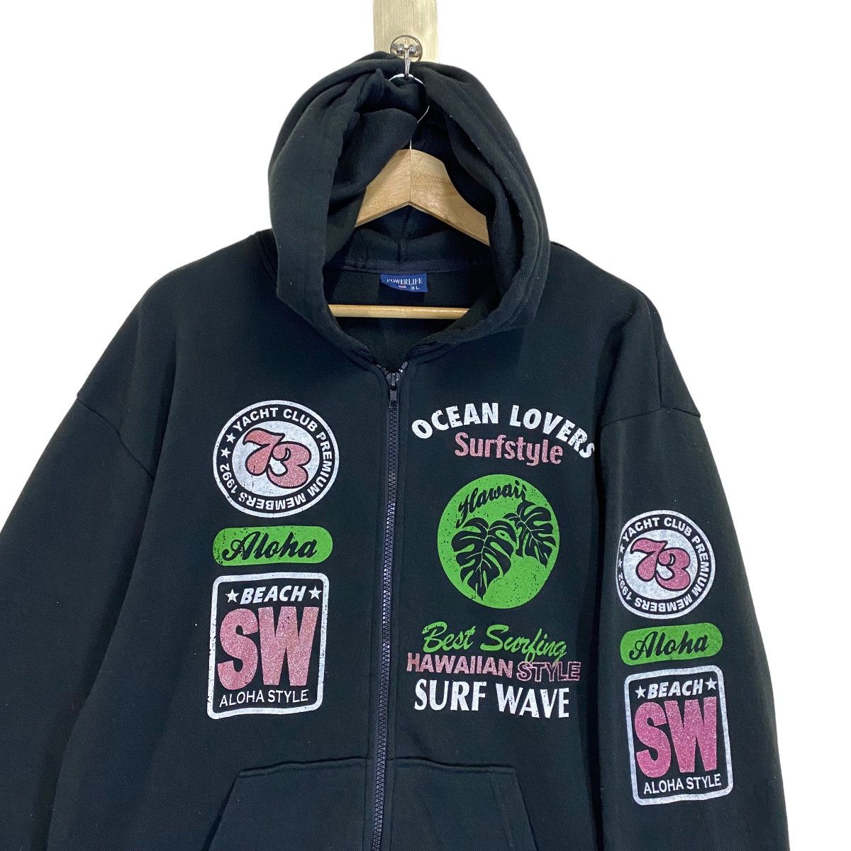 Vintage Vintage Power Life Surf Style Zipper Hoodies Size XL Size US XL / EU 56 / 4 - 4 Thumbnail