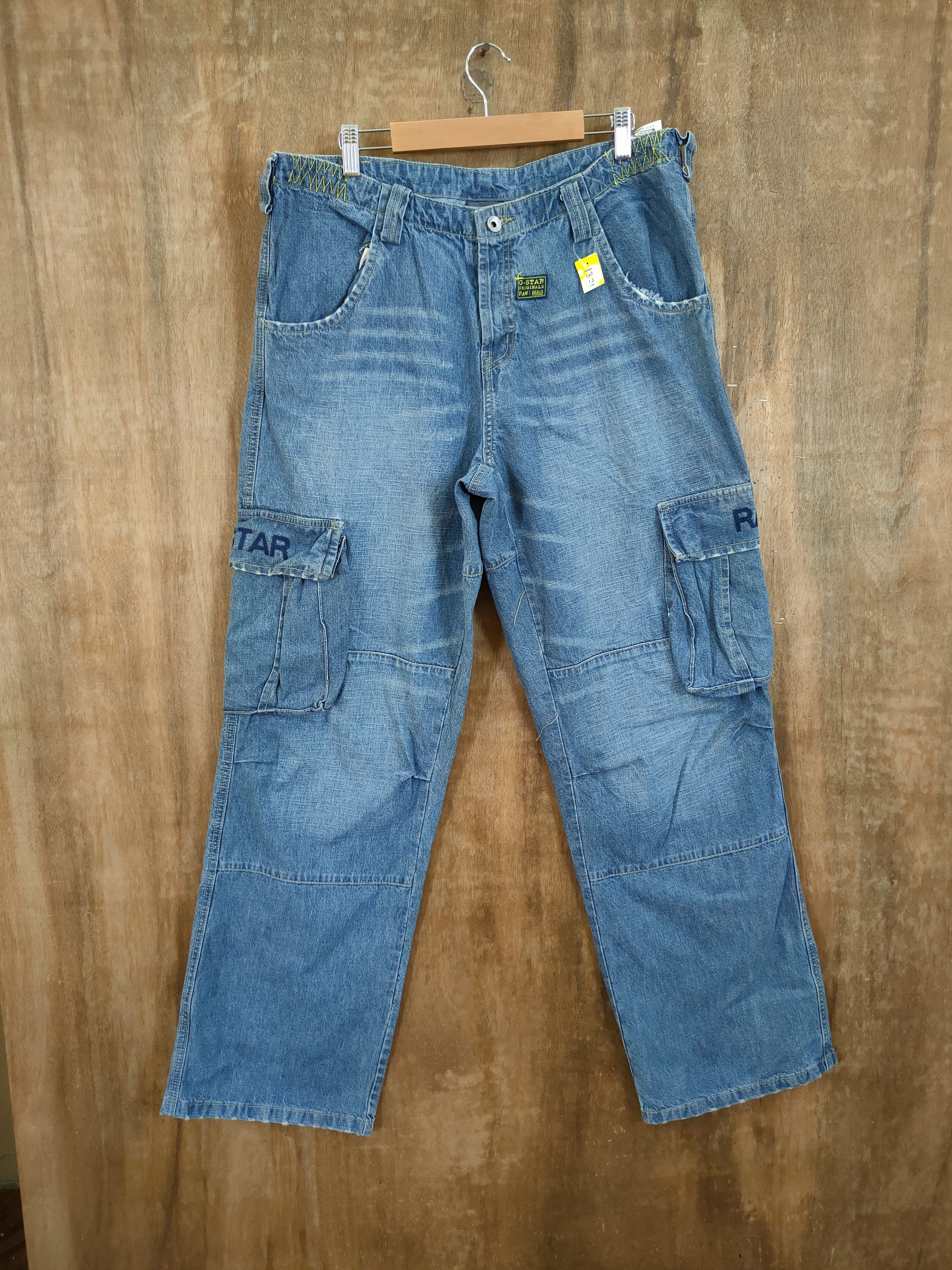 image of Distressed Denim x G Star Raw Gstar Raw Multi Pocket Utility Denim Cargo Pants 1321Dl (Size 36)