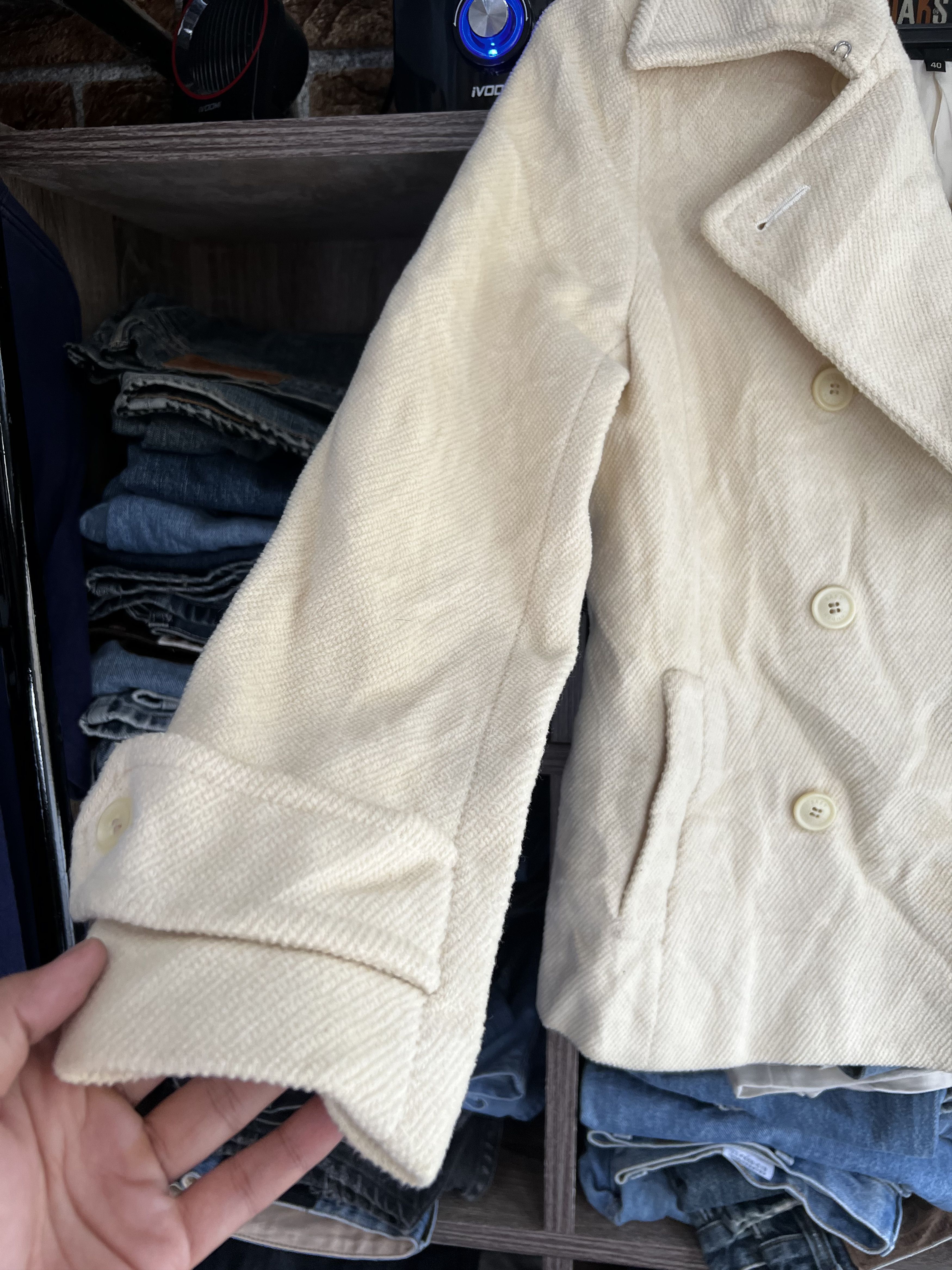 DAKS 🔥Vintage Daks London Cream Double Breast Peacoat Size M / US 6-8 / IT 42-44 - 4 Thumbnail