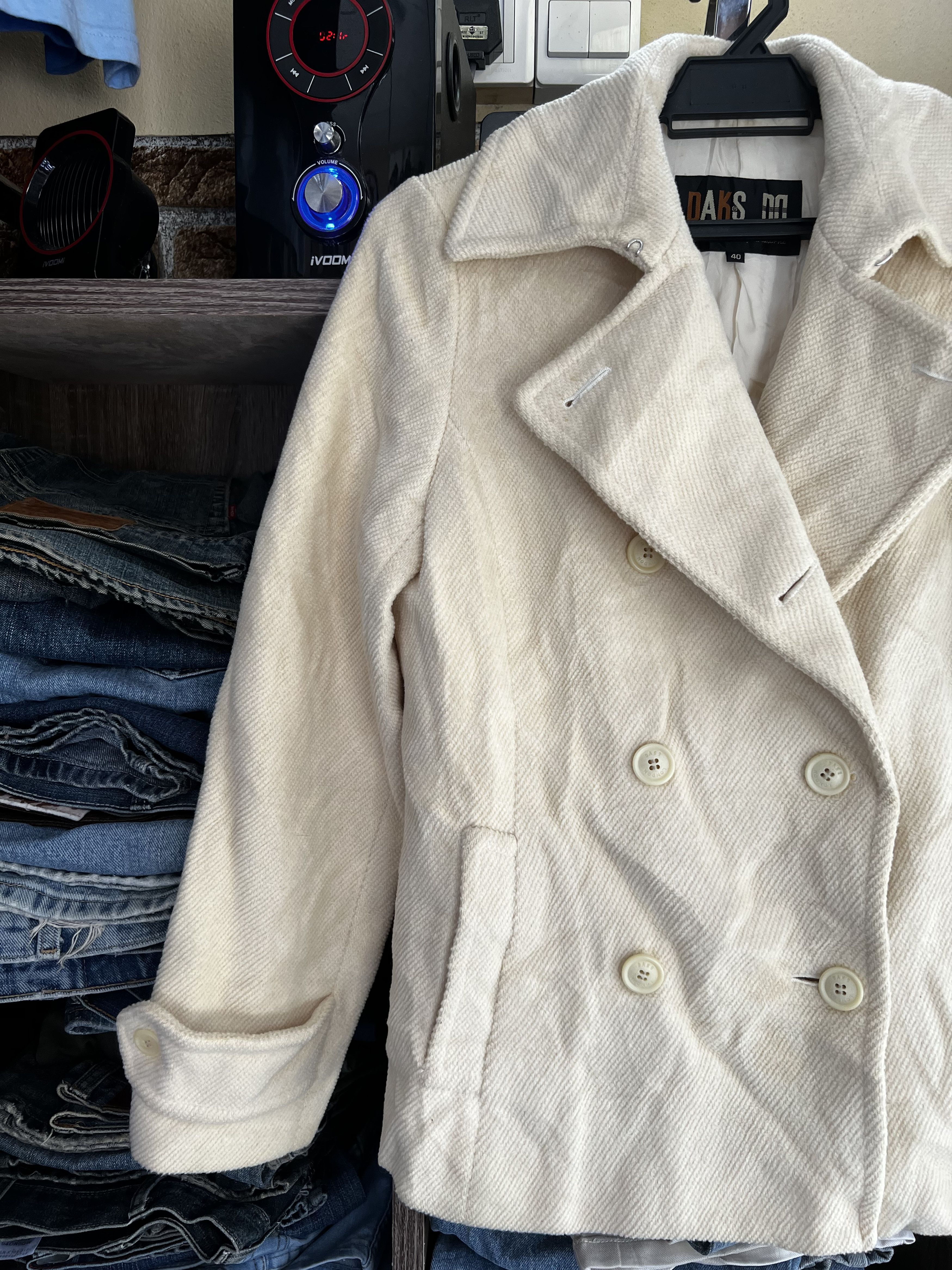 DAKS 🔥Vintage Daks London Cream Double Breast Peacoat Size M / US 6-8 / IT 42-44 - 2 Thumbnail