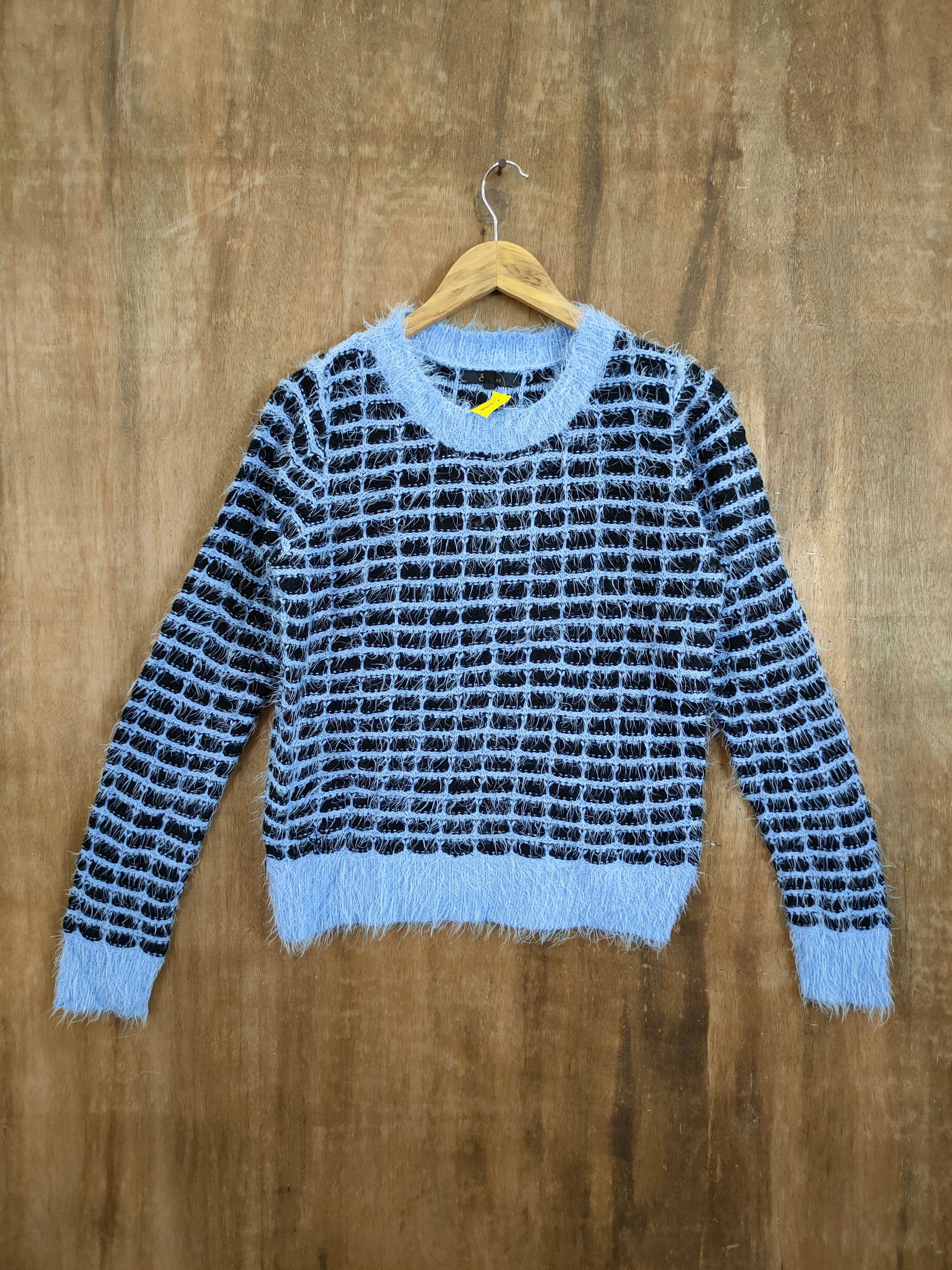 Hypebeast & by P&D checkered fur shaggy mohair knitted #46-929DL Size US S / EU 44-46 / 1 - 1 Thumbnail