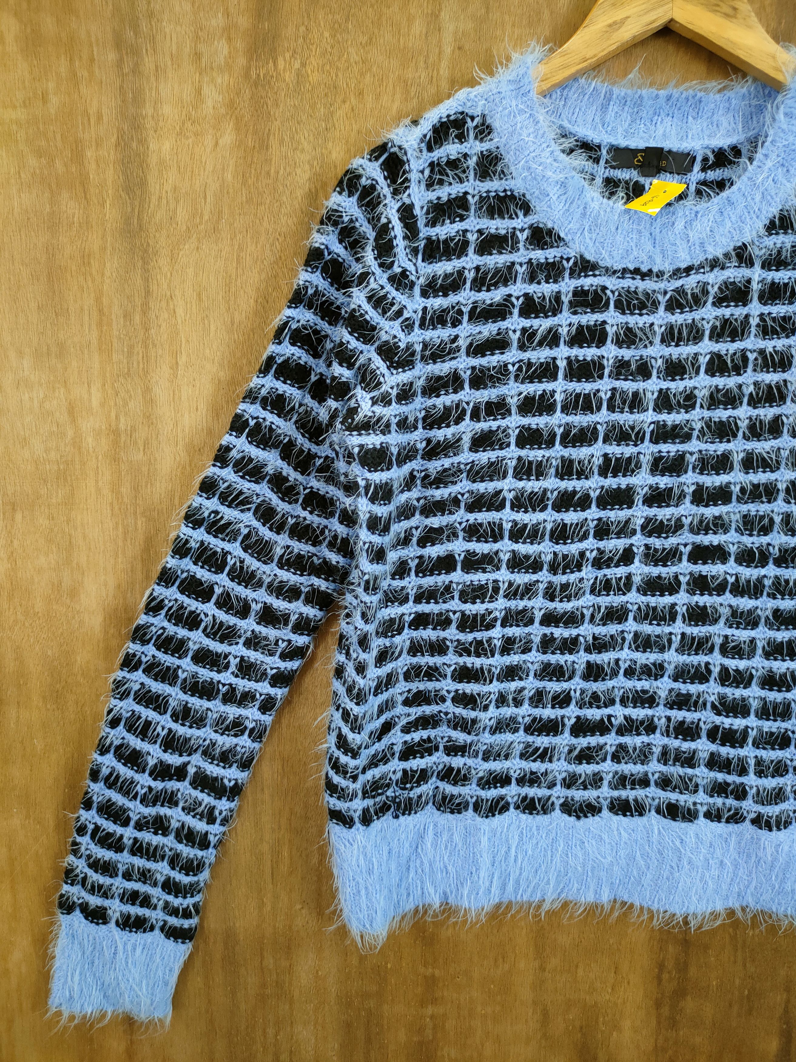 Hypebeast & by P&D checkered fur shaggy mohair knitted #46-929DL Size US S / EU 44-46 / 1 - 2 Thumbnail